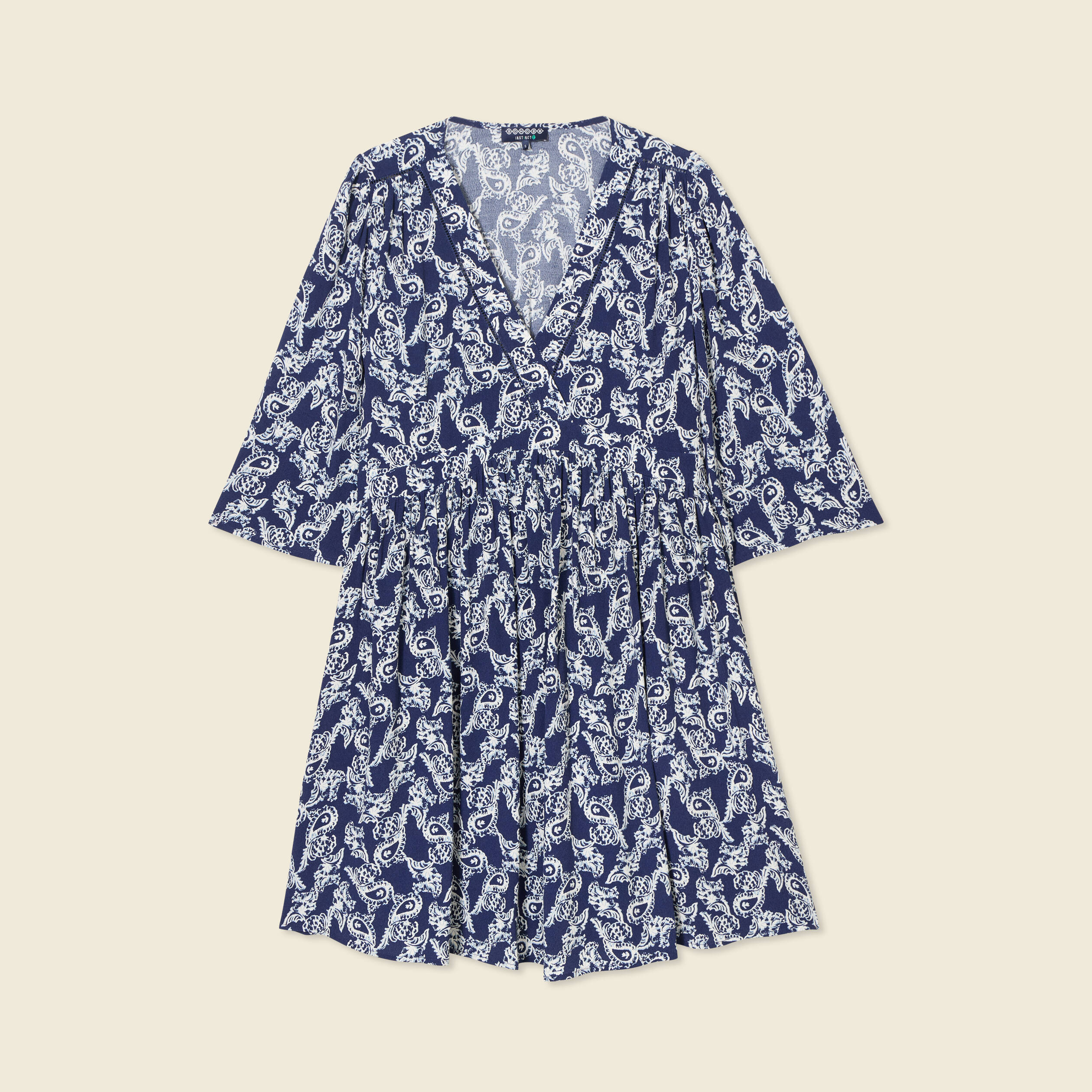 robe evasee manches 34 bleu marine femme Robe évasée manches 3/4 bleu marine femme