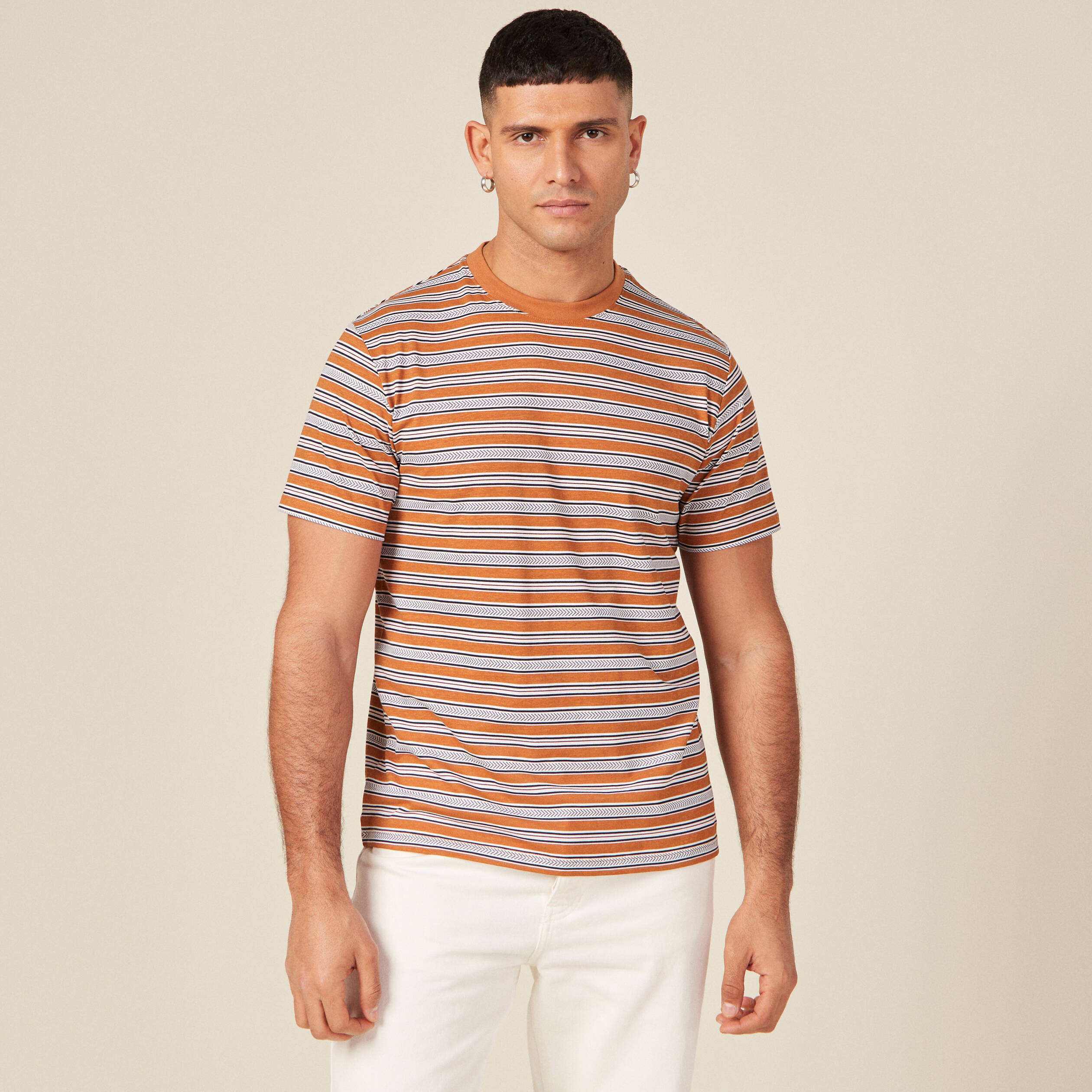 t shirt manches courtes marron clair homme T-shirt manches courtes marron clair homme