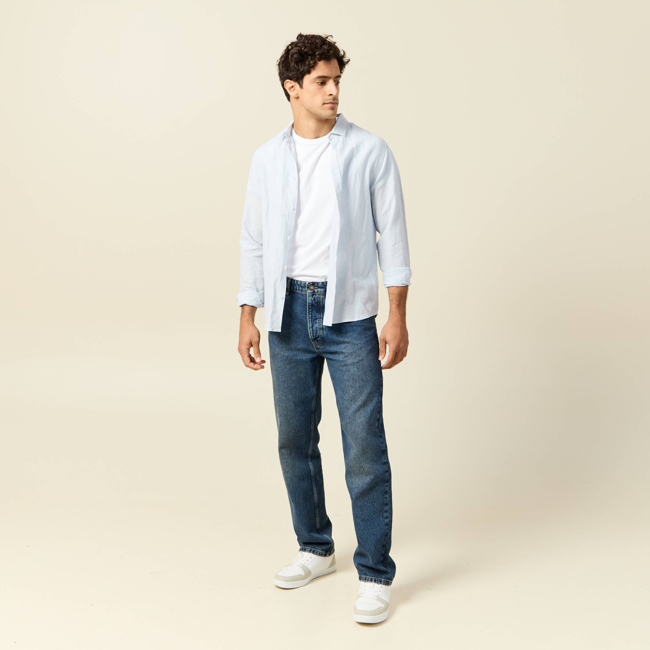 Jeans large longueur 32 en coton bleu homme