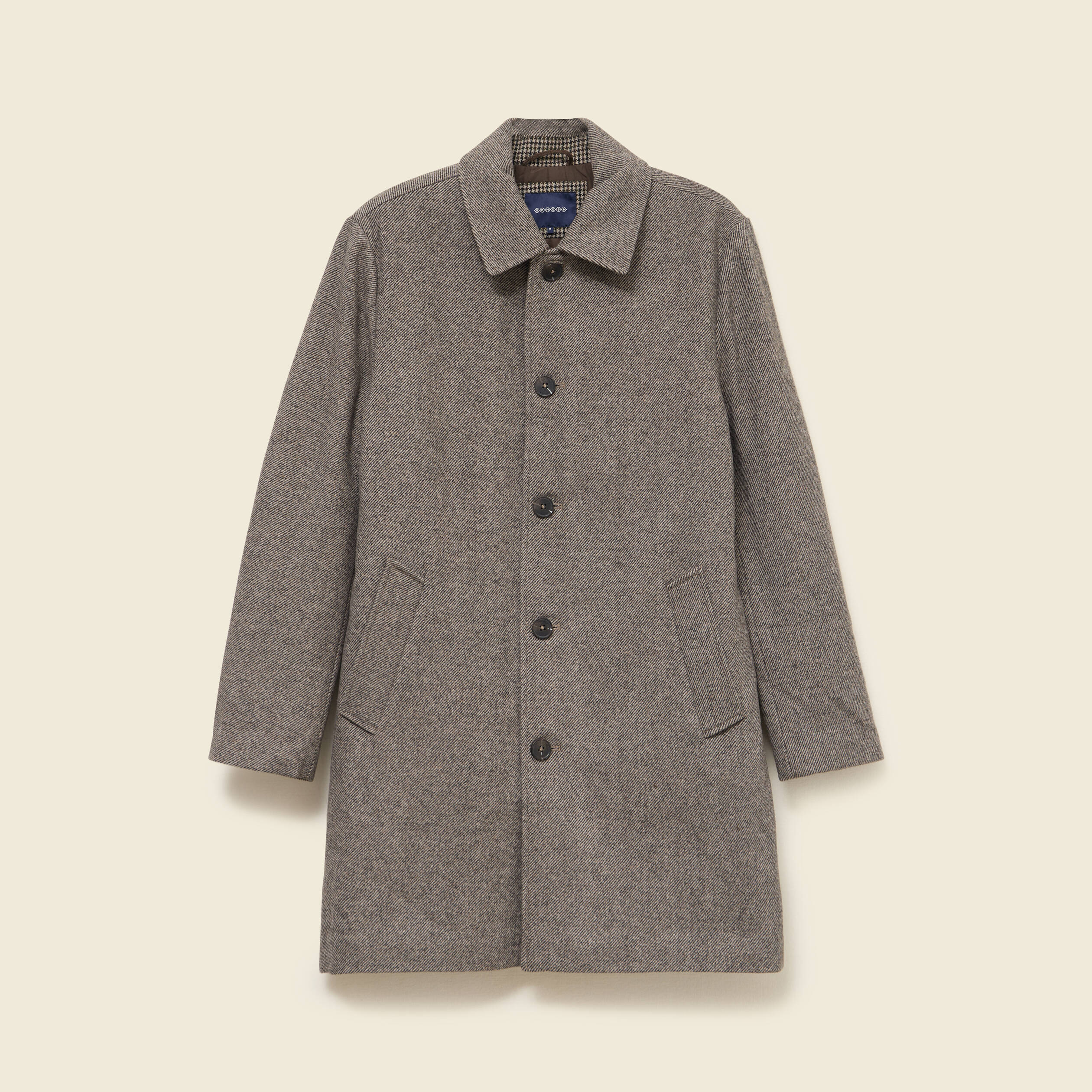 Manteau droit long col classique beige homme