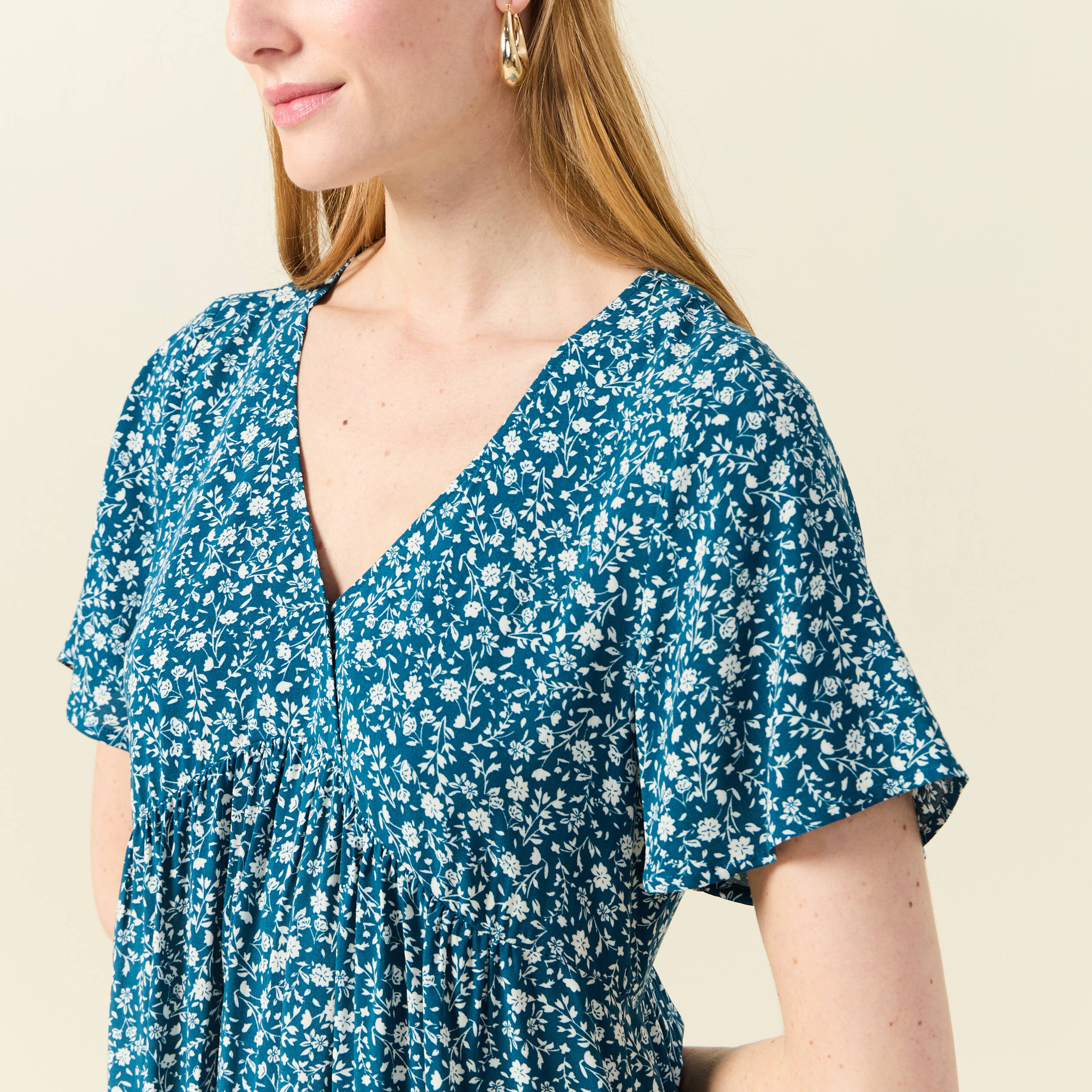 robe evasee manches courtes bleu femme Robe évasée manches courtes bleu femme