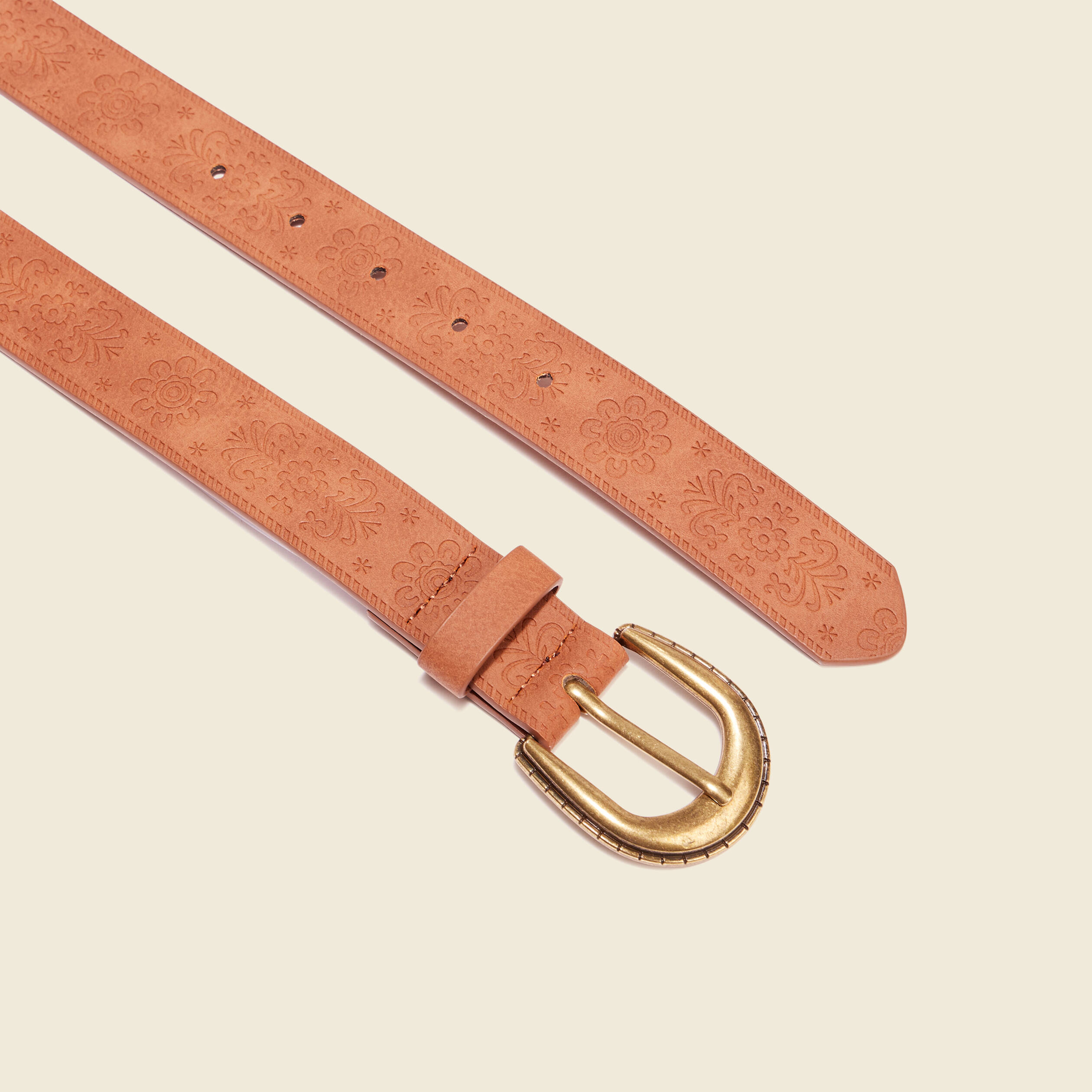 Ceinture emboss&eacute;e marron femme