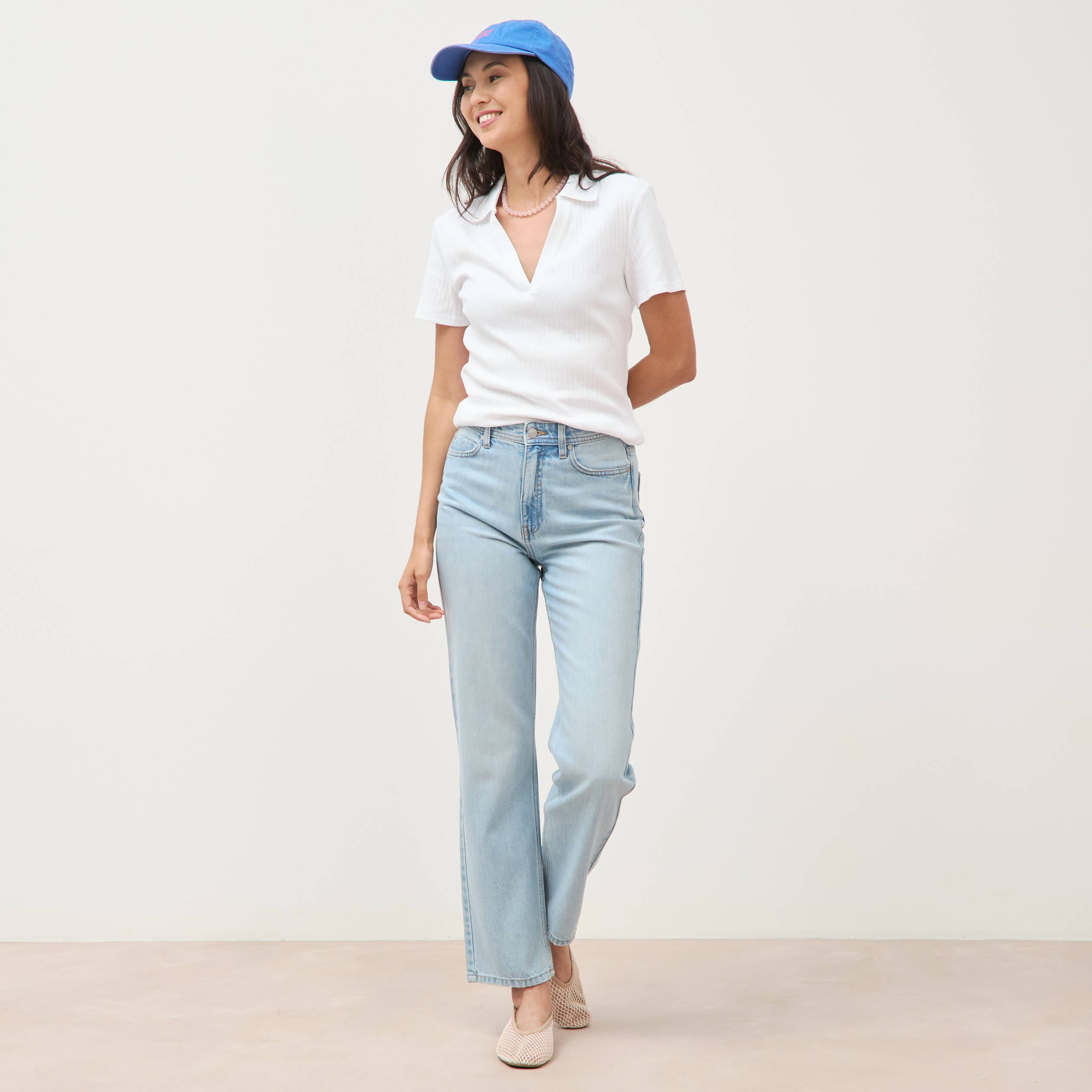 Polo manches courtes blanc femme
