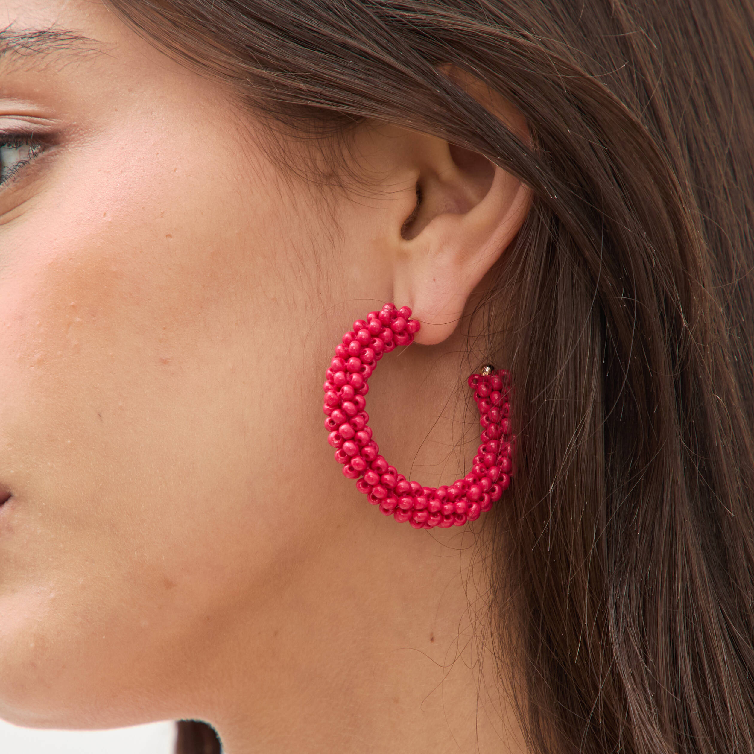 Boucles d'oreilles cr&eacute;oles rose femme