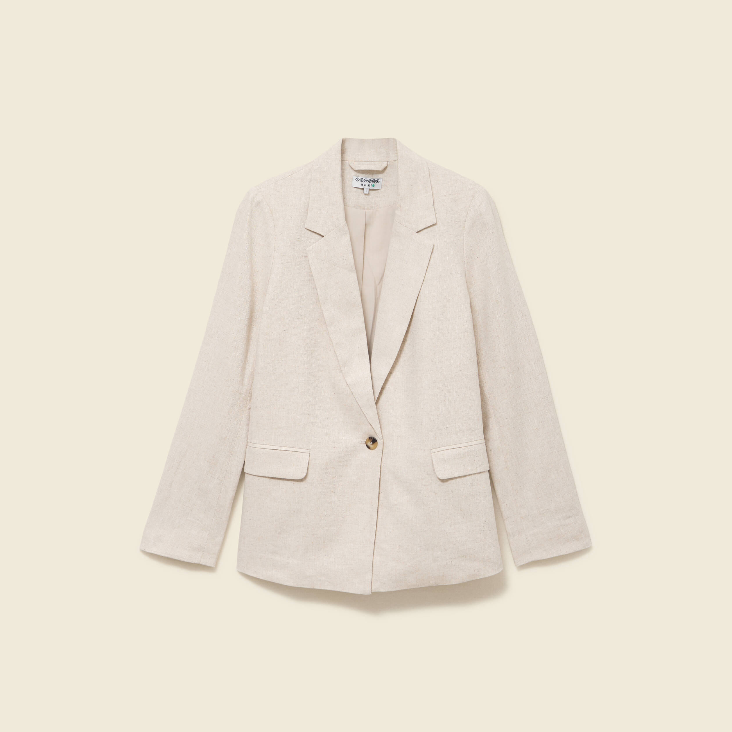 Blazer manches longues col tailleur sable femme