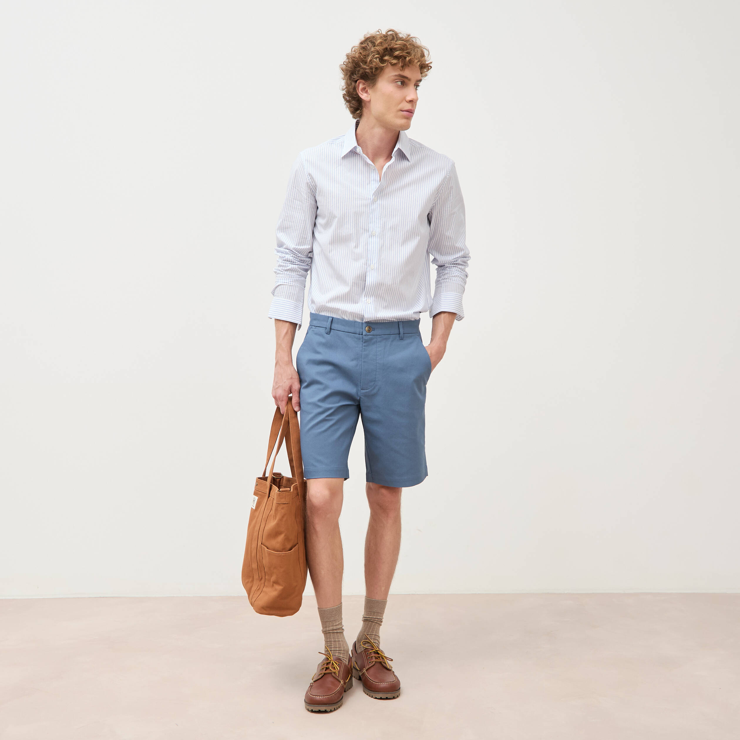 Bermuda bleu gris homme