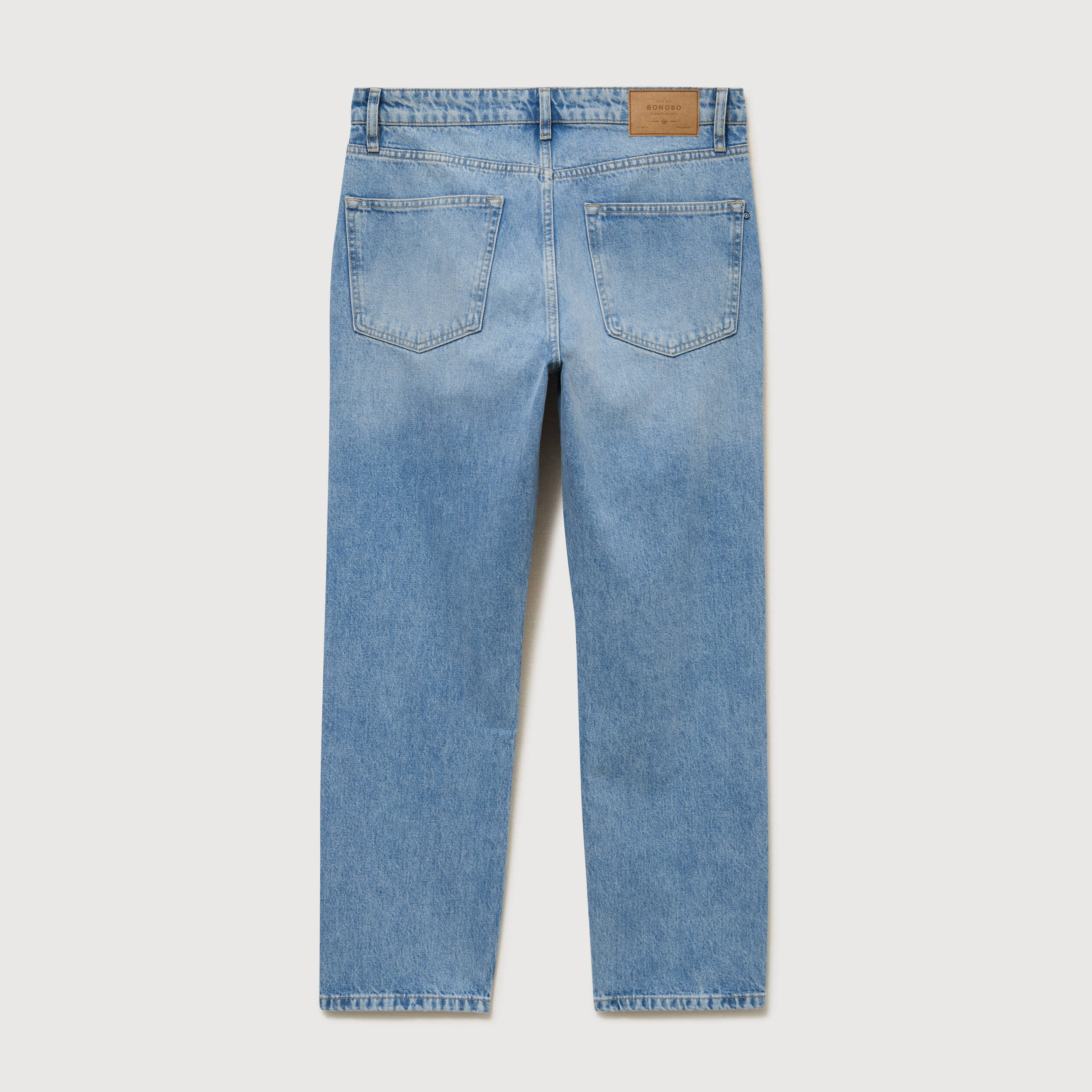Jeans straight longueur 32 en coton denim used homme