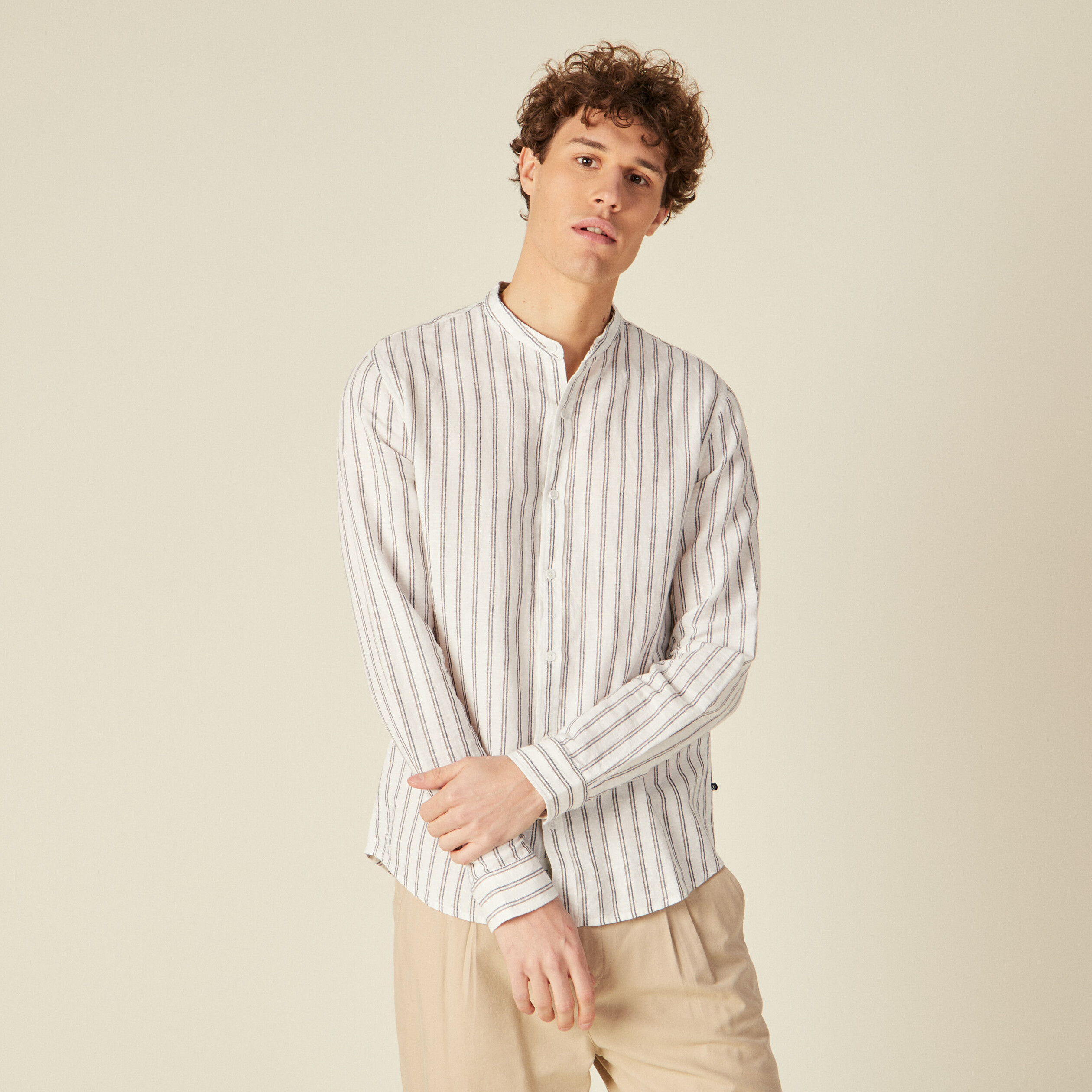 Chemise manches longues ecru homme