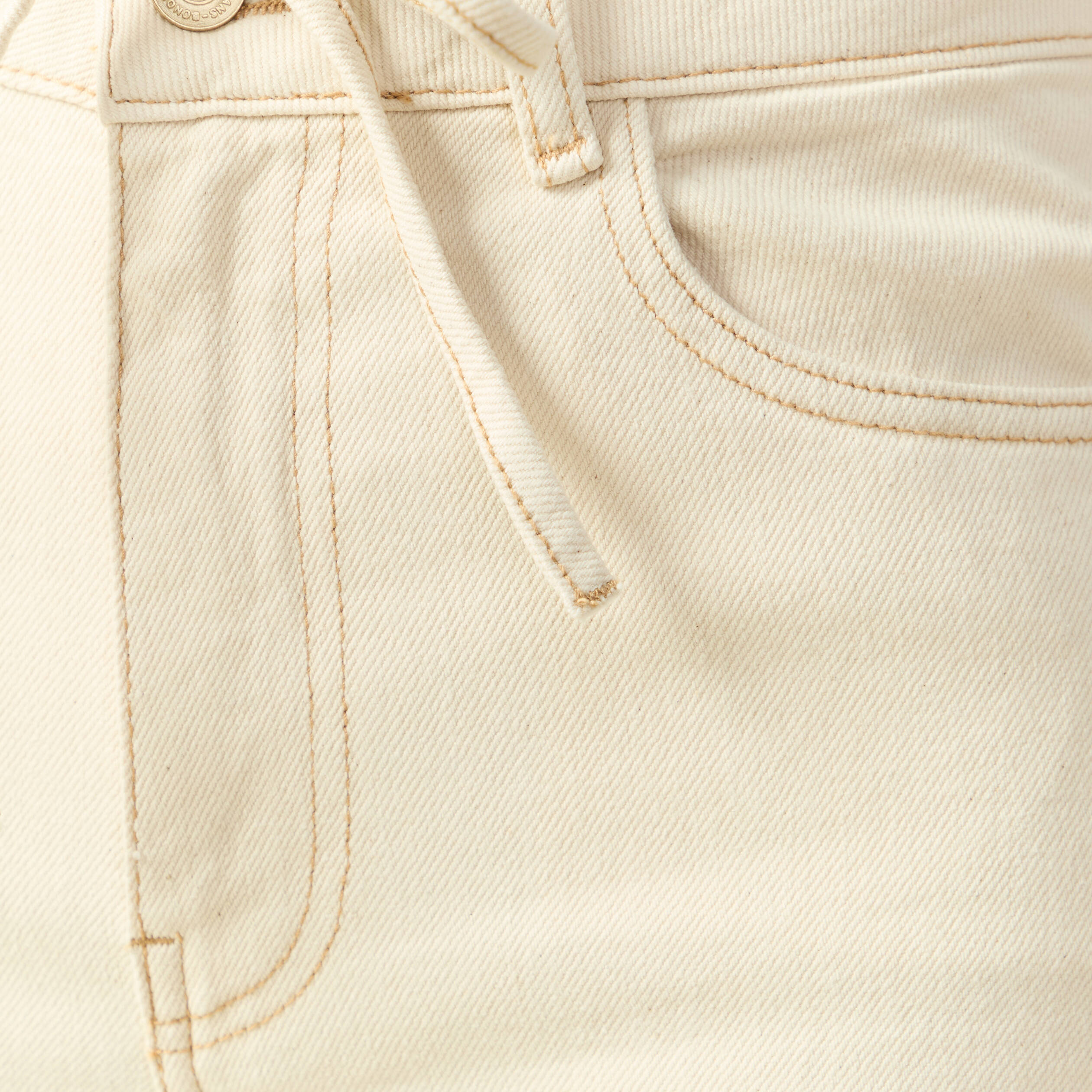 Jeans barrel 7/8&egrave;me avec ceinture denim blanc femme