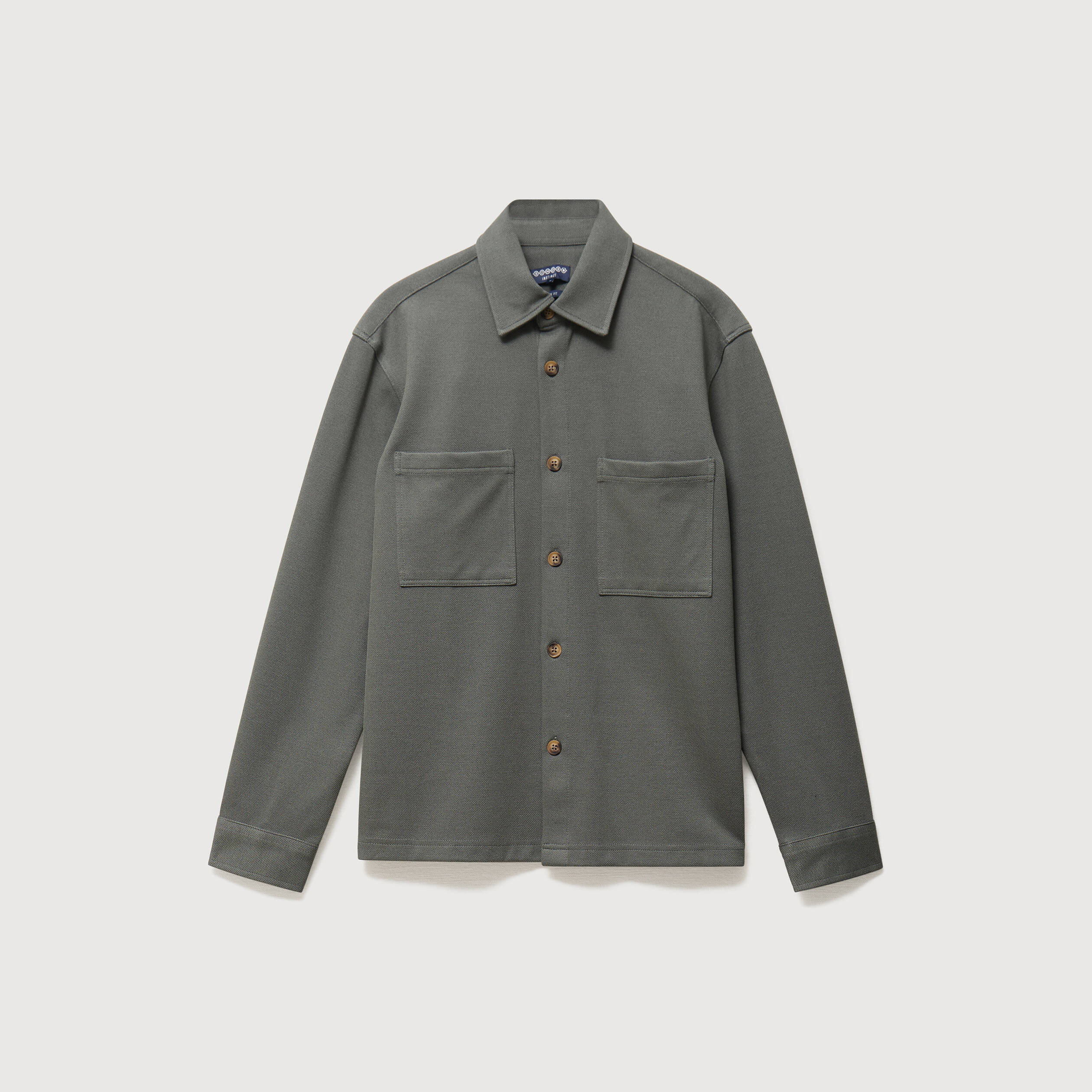 Surchemise droite col am&eacute;ricain vert kaki homme