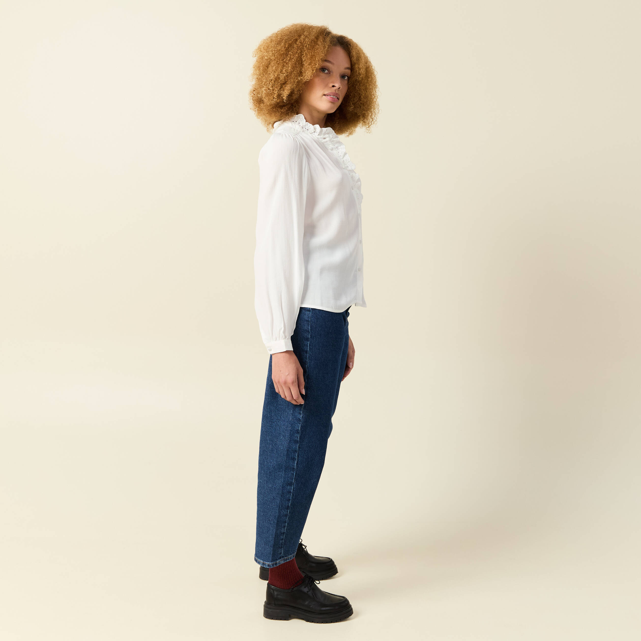 Chemise ample manches longues fluides blanc femme | Bréal