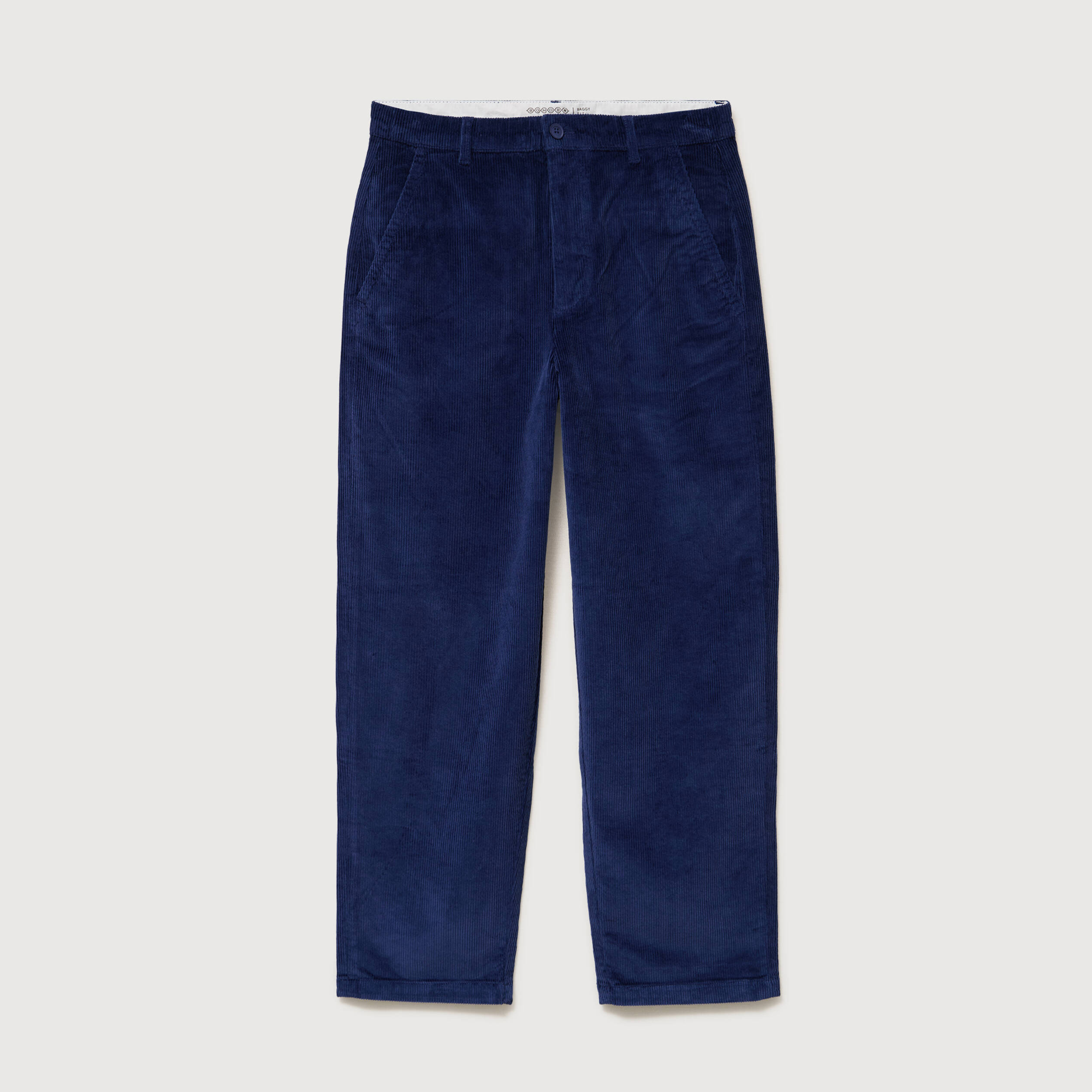 Pantalon large en velours longueur 32 bleu fonc&eacute; homme