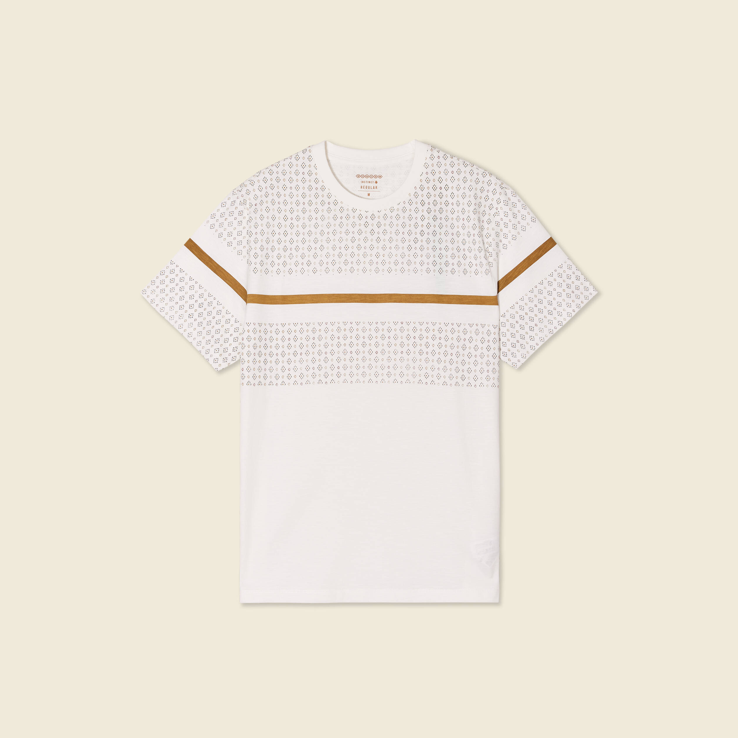 T-shirt col rond manches courtes ecru homme