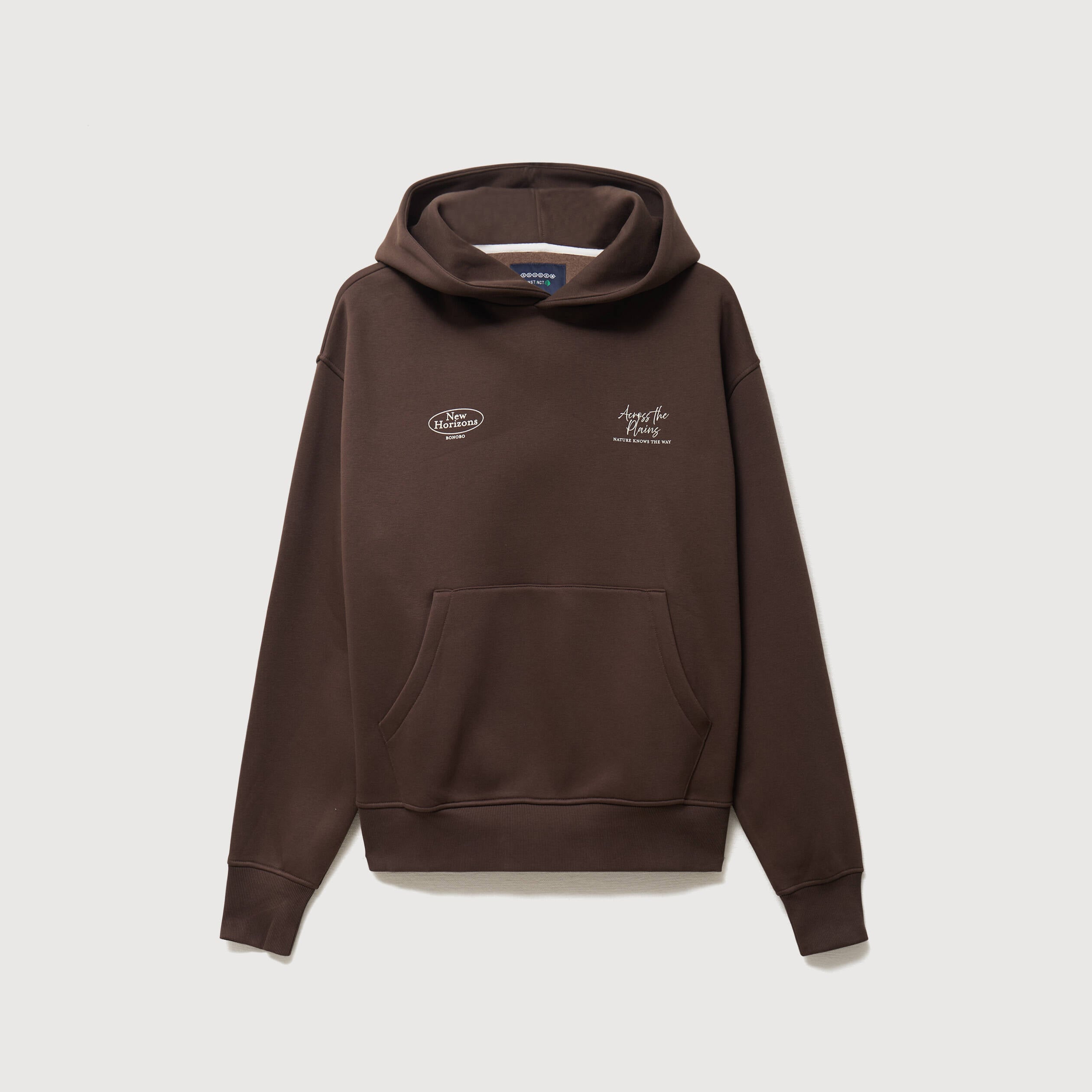 Sweat ample &agrave; capuche manches longues marron fonc&eacute; homme