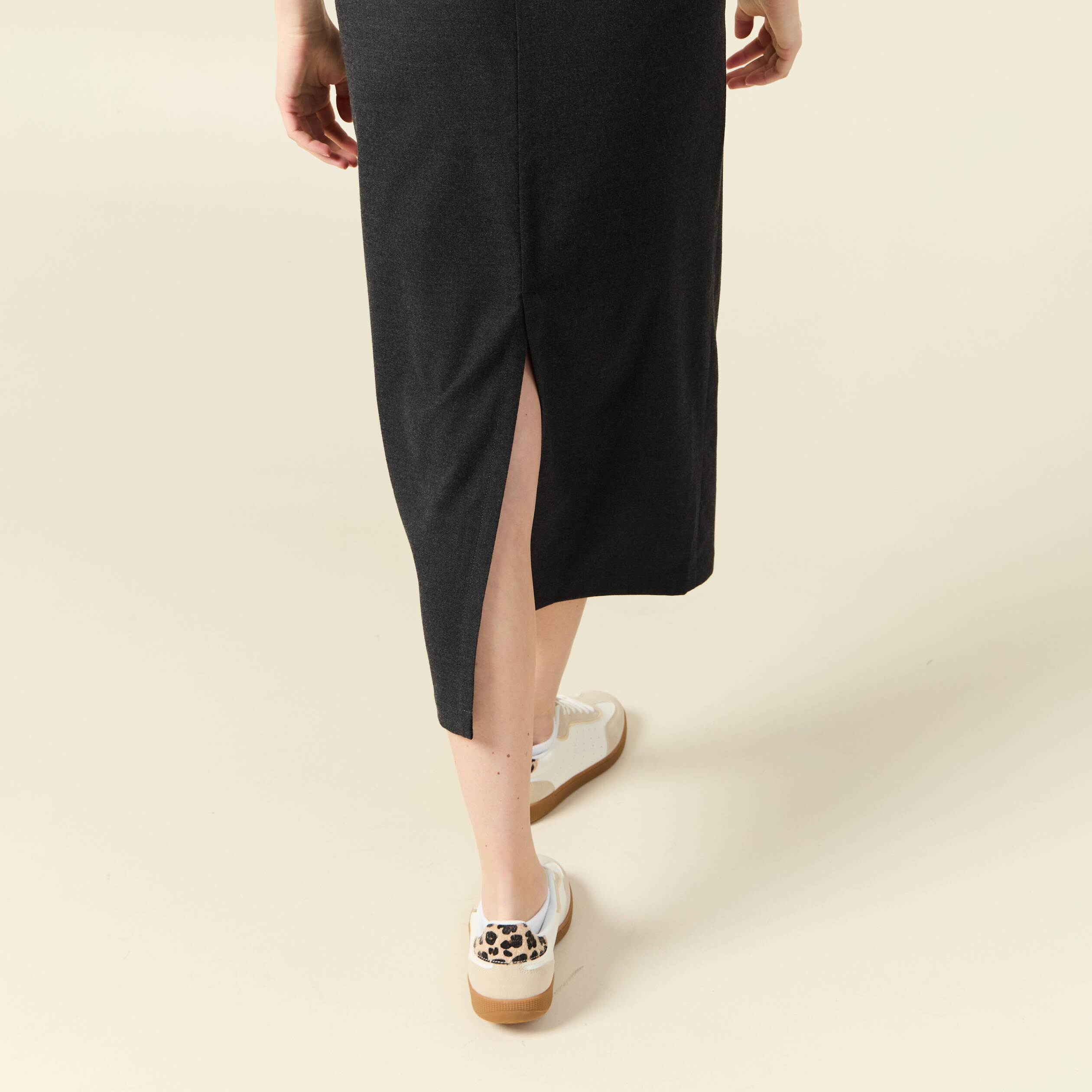 Jupe longue droite gris femme