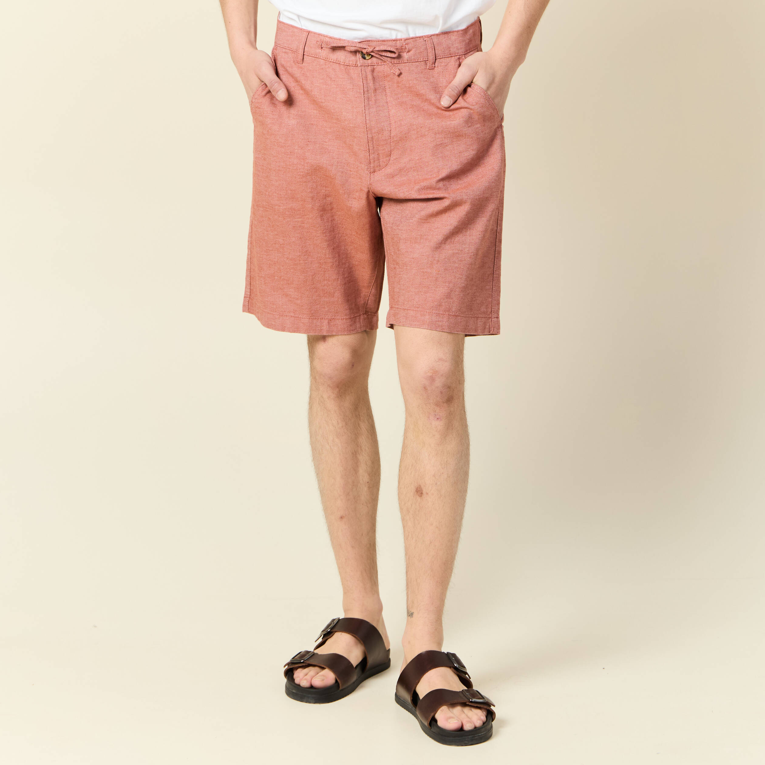 Bermuda droit marron cognac homme