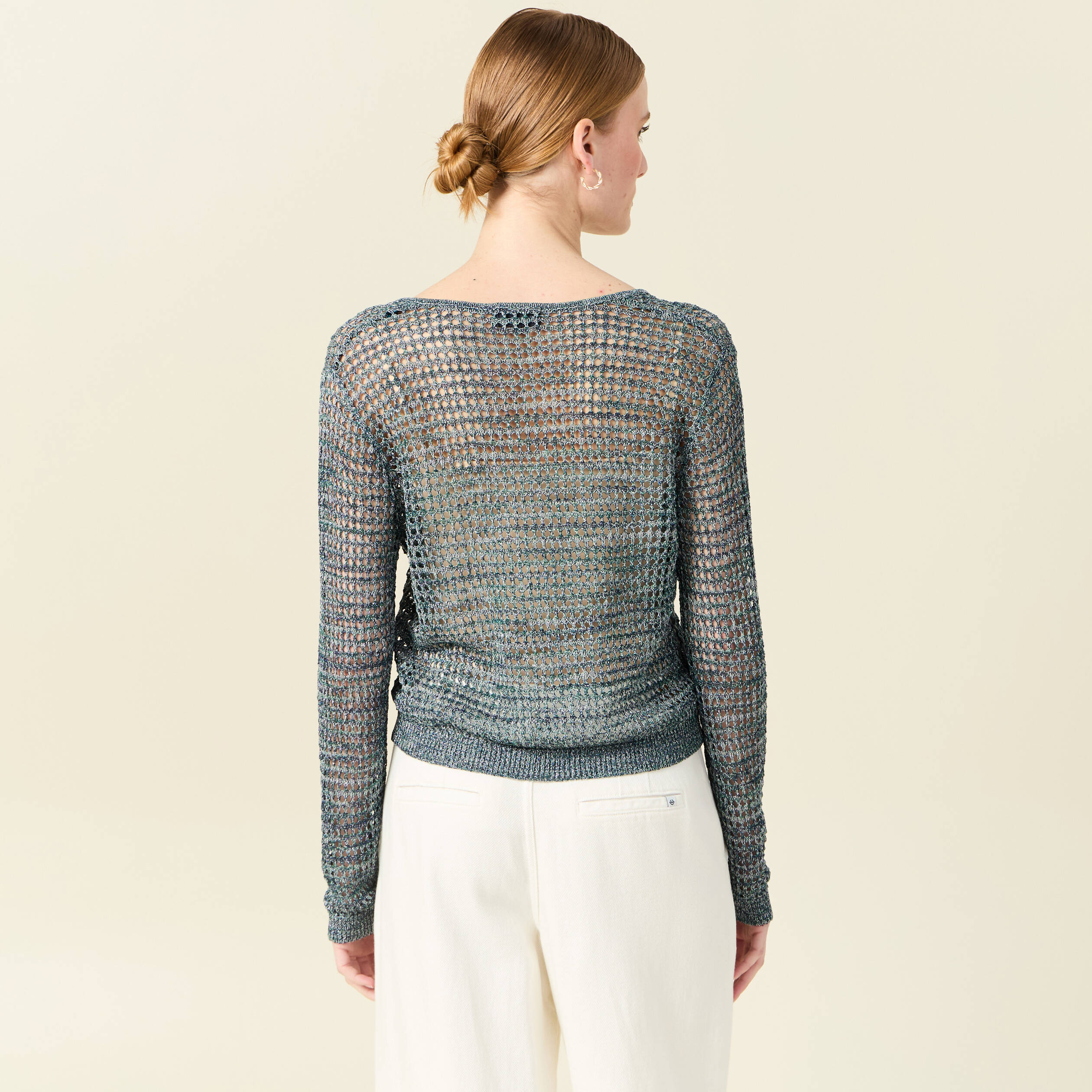 Pull éco-responsable bleu pétrole femme