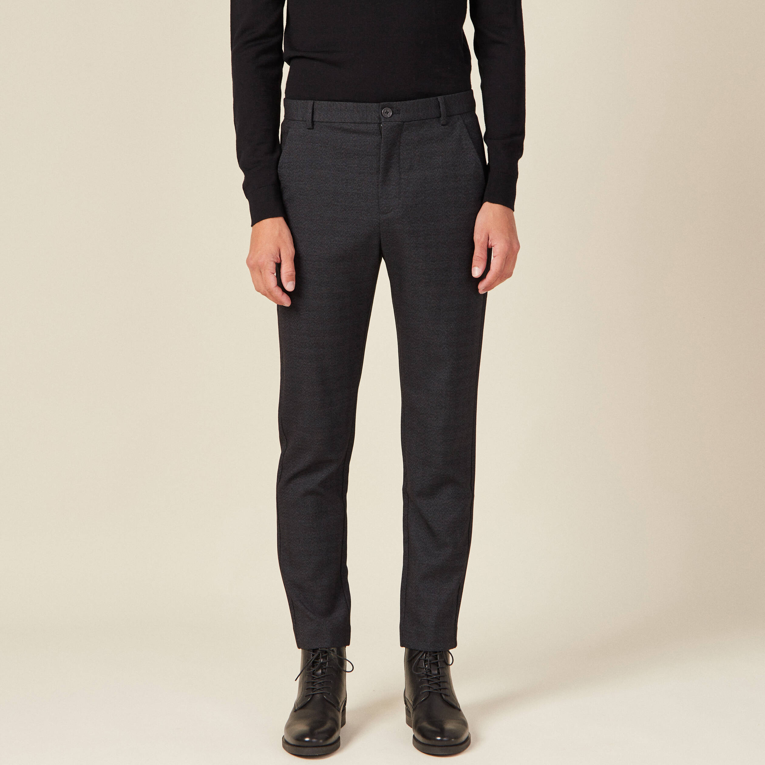 Pantalon chino tapered noir homme