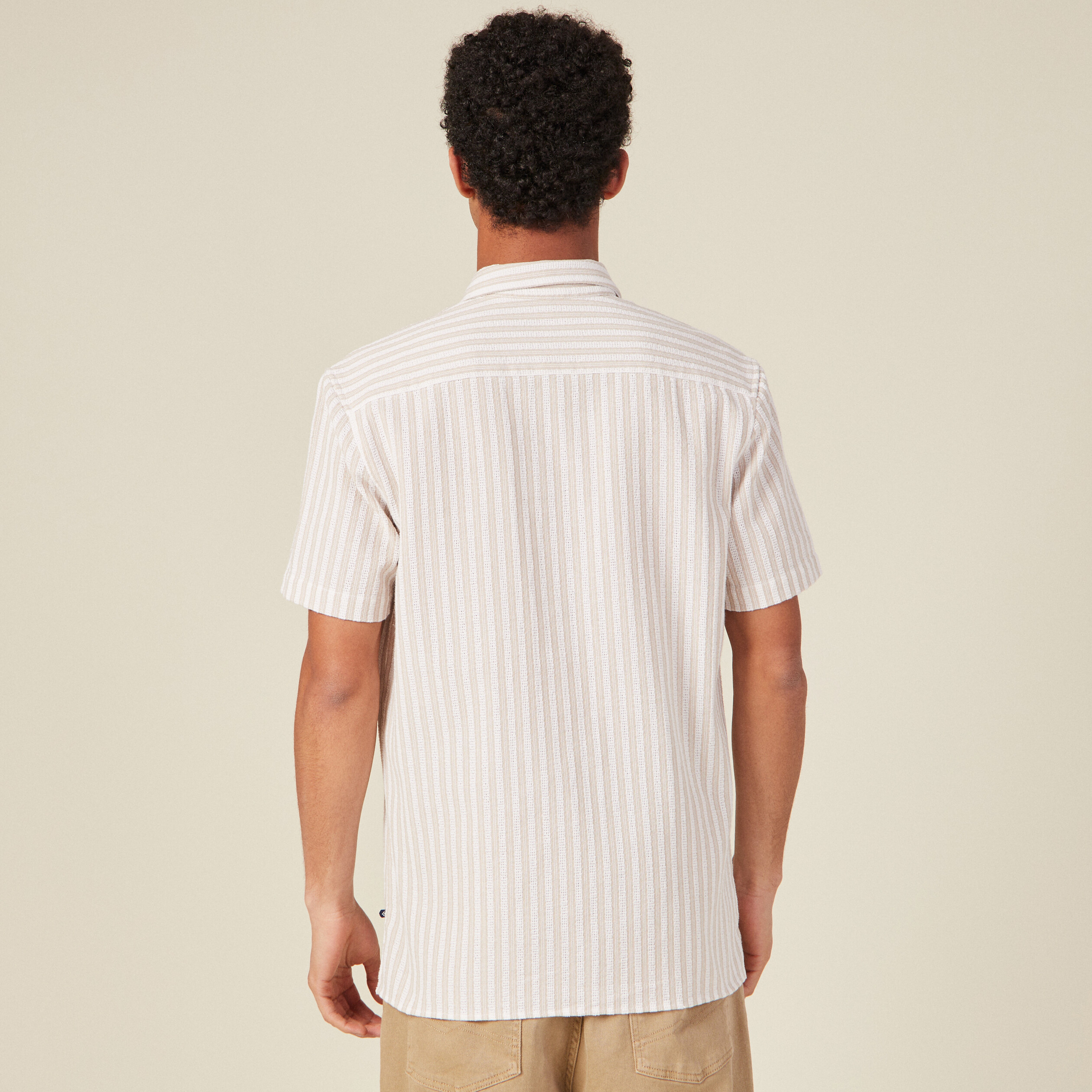 Chemise manches courtes beige homme