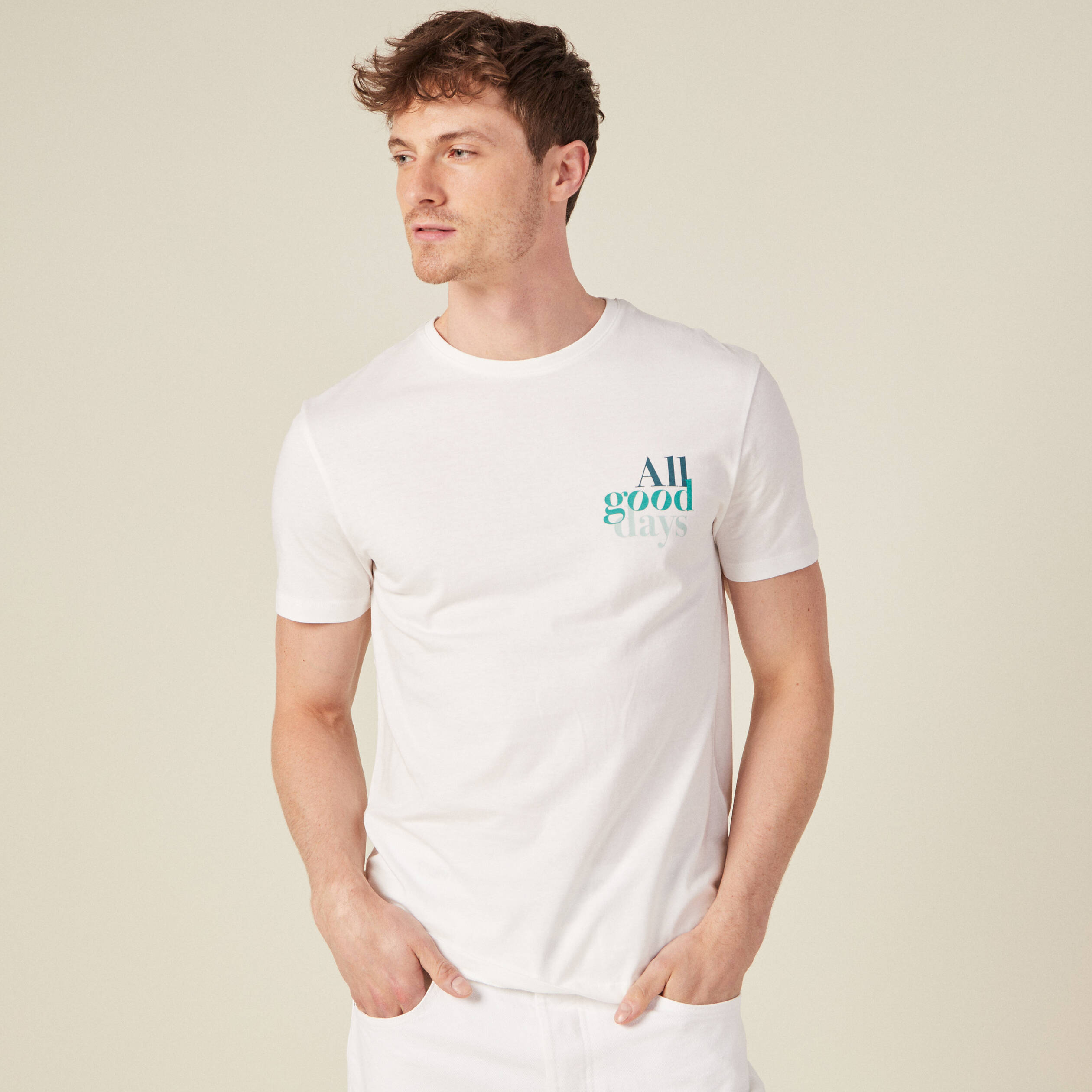 T-shirt manches courtes ecru homme