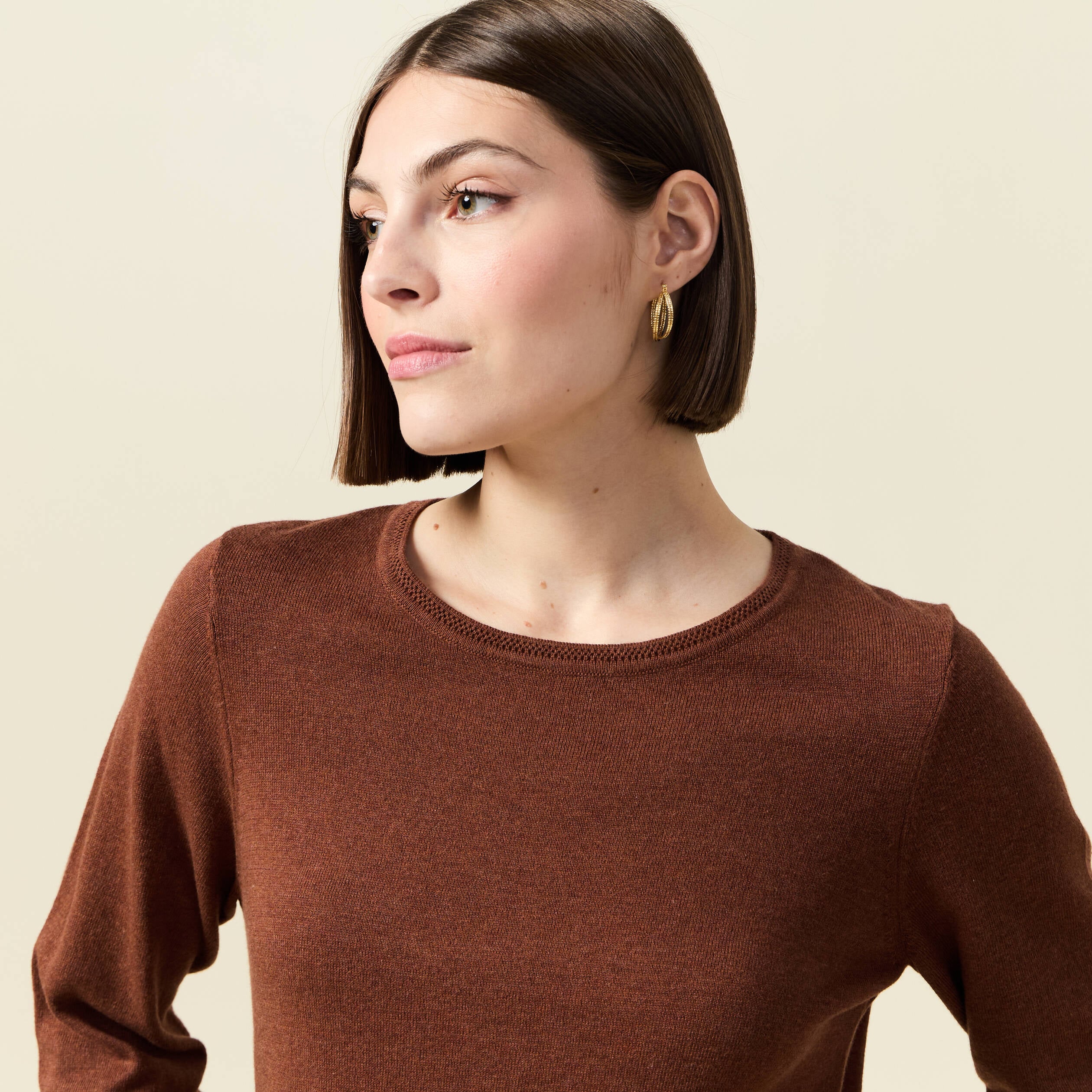 Pull manches longues marron fonc&eacute; femme