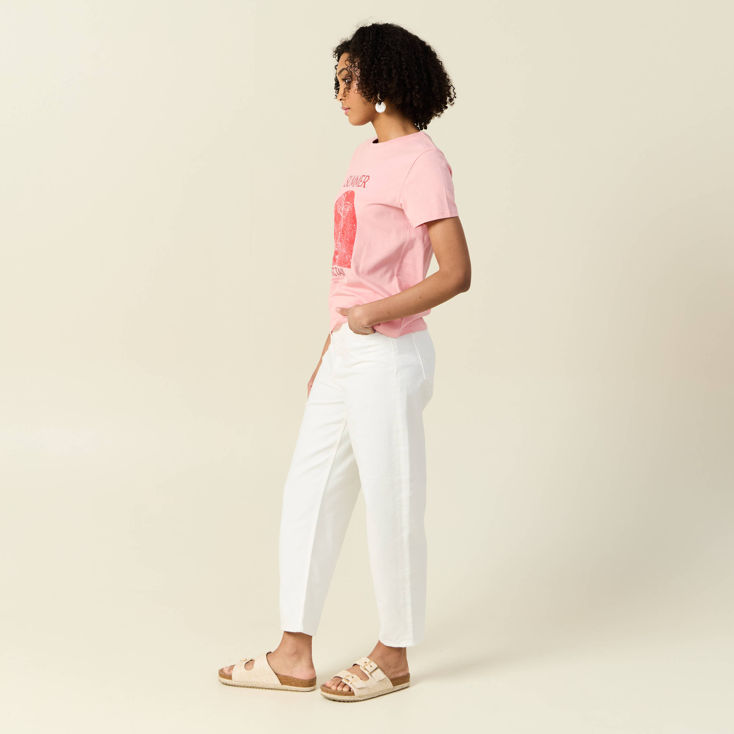 T-shirt Manches Courtes Femme Uni Pas Cher - Mode Femme - Rose