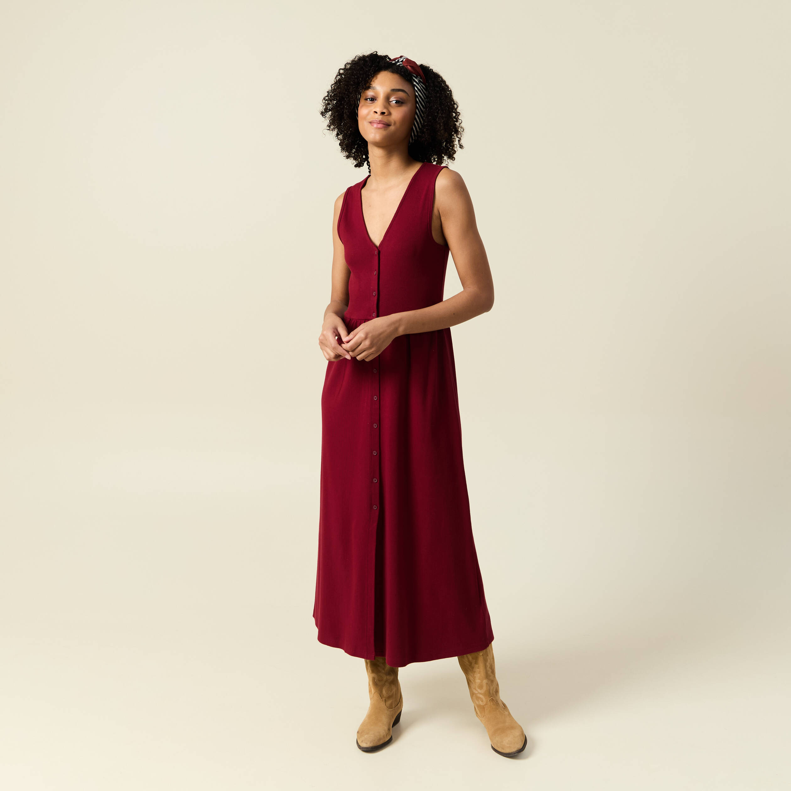 robe longue droite boutons rouge femme Robe longue droite boutons rouge femme