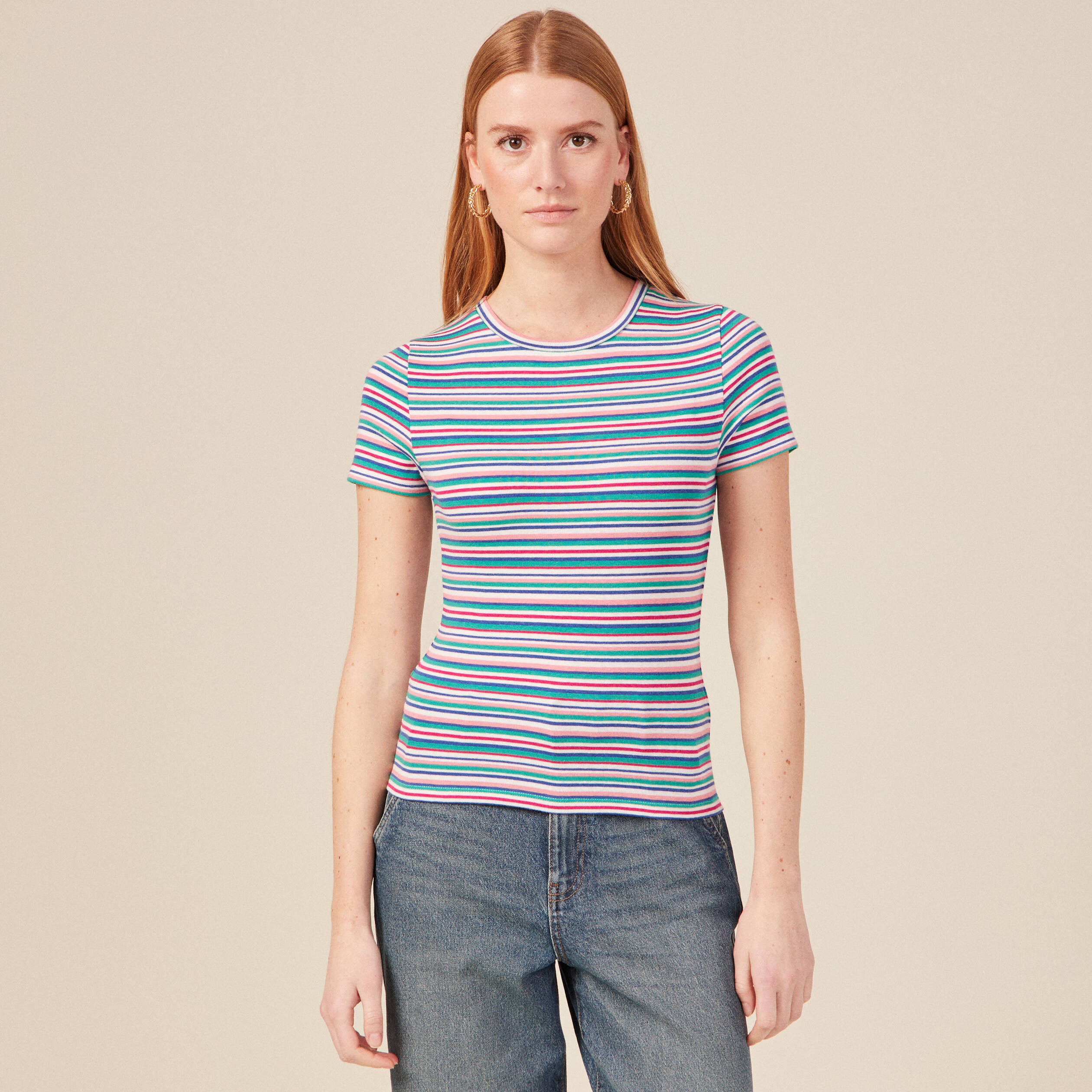 t shirt manches courtes multicolore femme T-shirt manches courtes multicolore femme