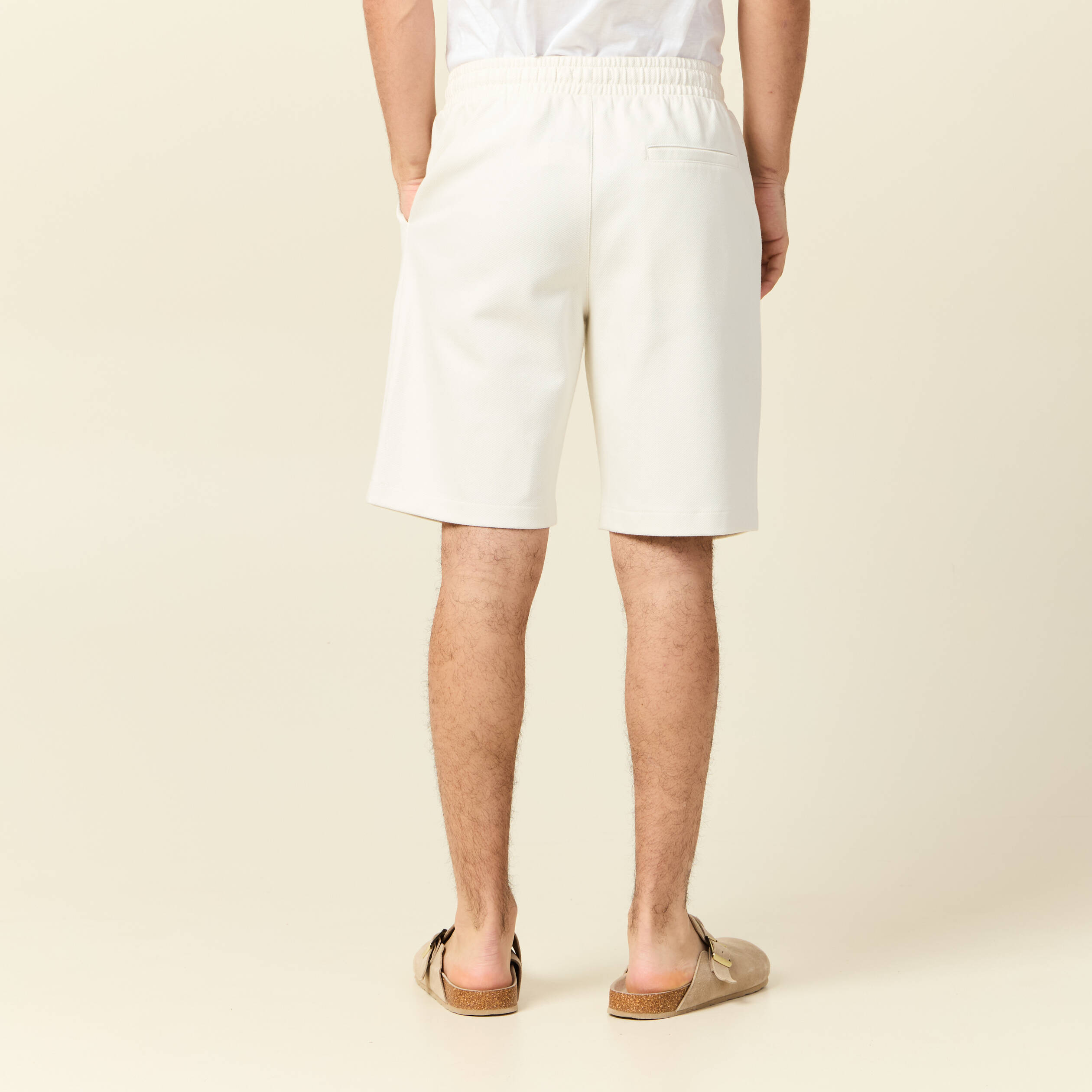 bermuda droit elastique ecru homme Bermuda droit élastiqué ecru homme