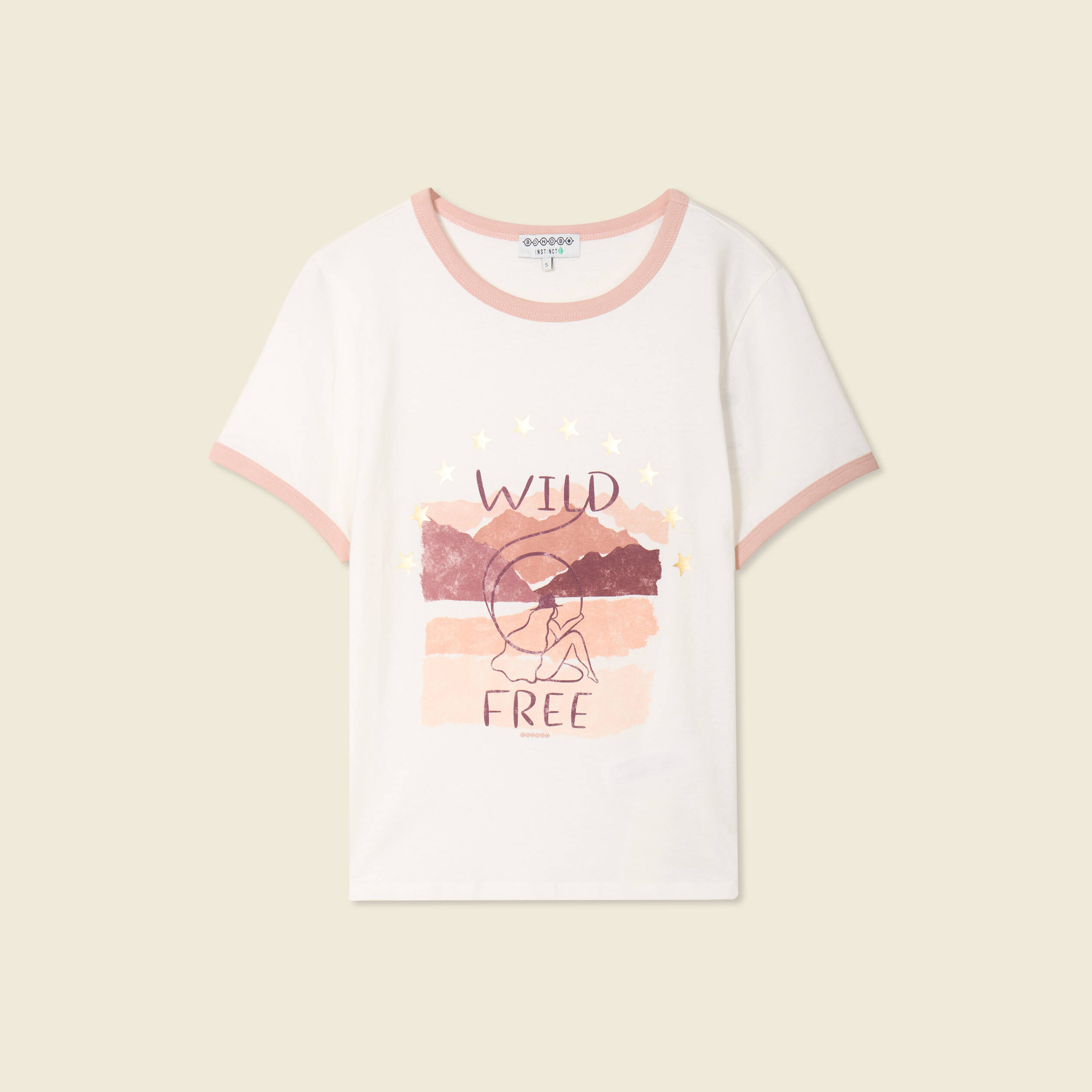T-shirt manches courtes ivoire femme