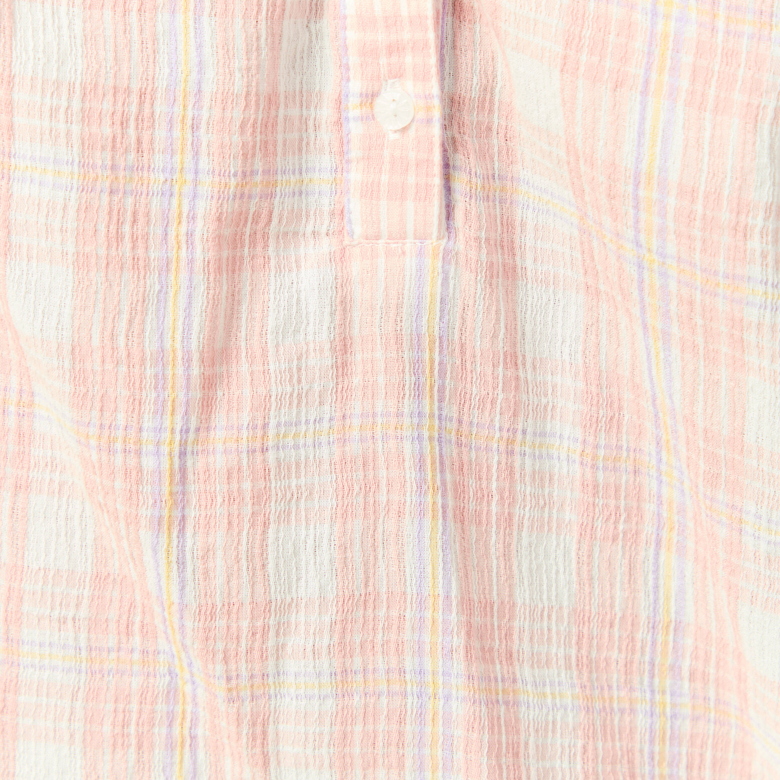 Blouse en coton &agrave; carreaux blanc femme