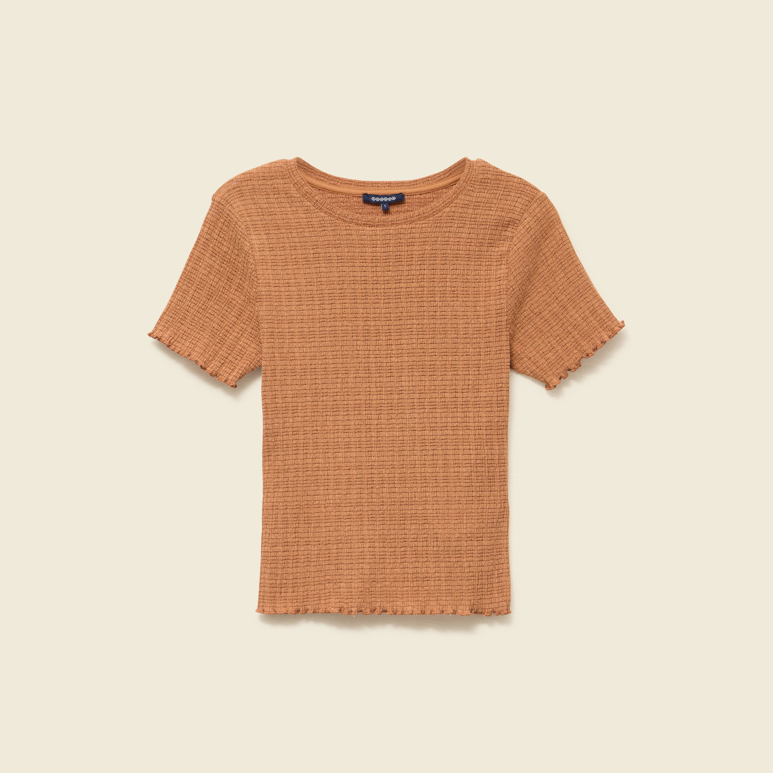 T-shirt ajust&eacute; court manches courtes terracotta femme