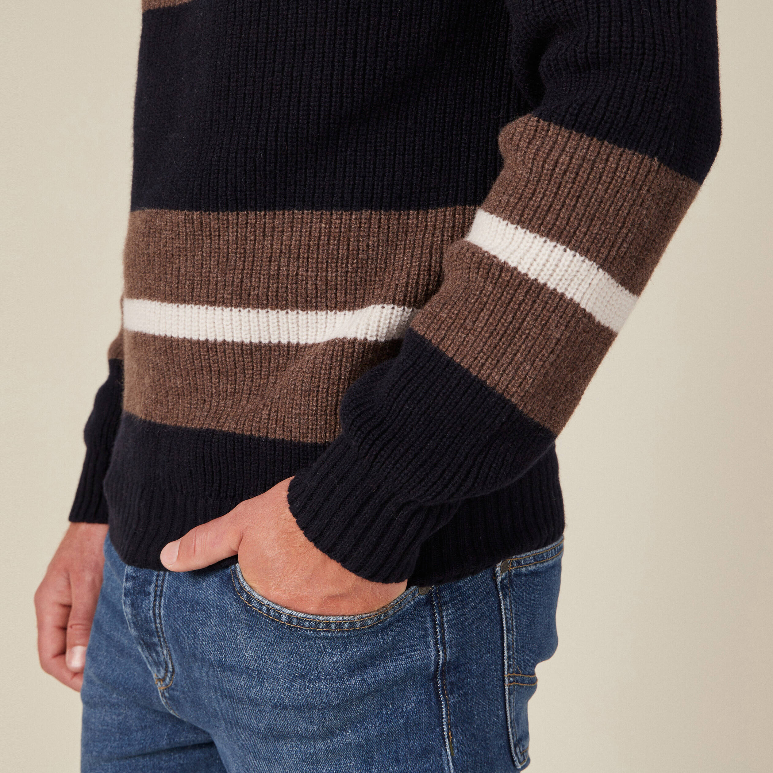 Pull manches longues fabriqu&eacute; en France bleu marine homme