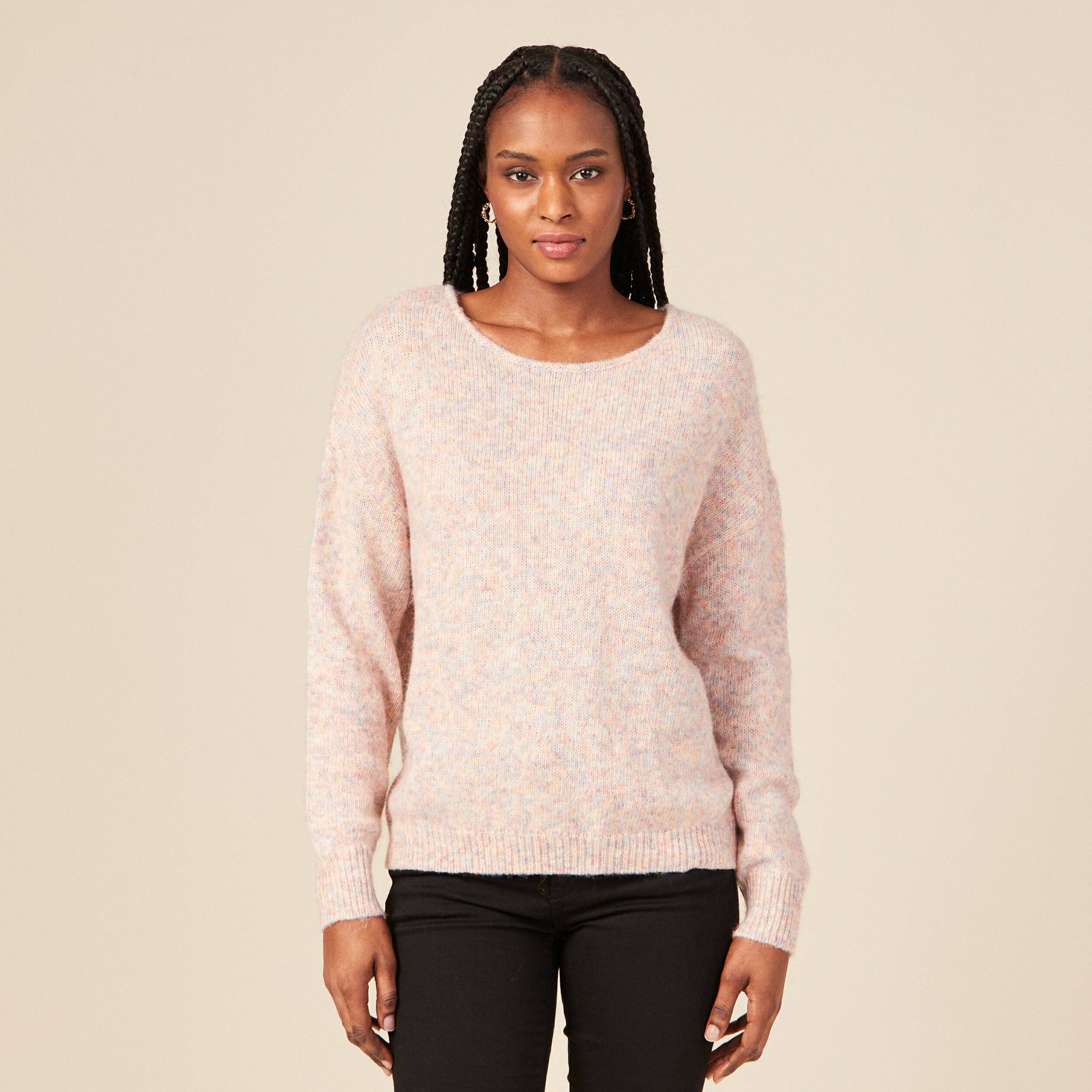 Pull manches longues violet foncé femme