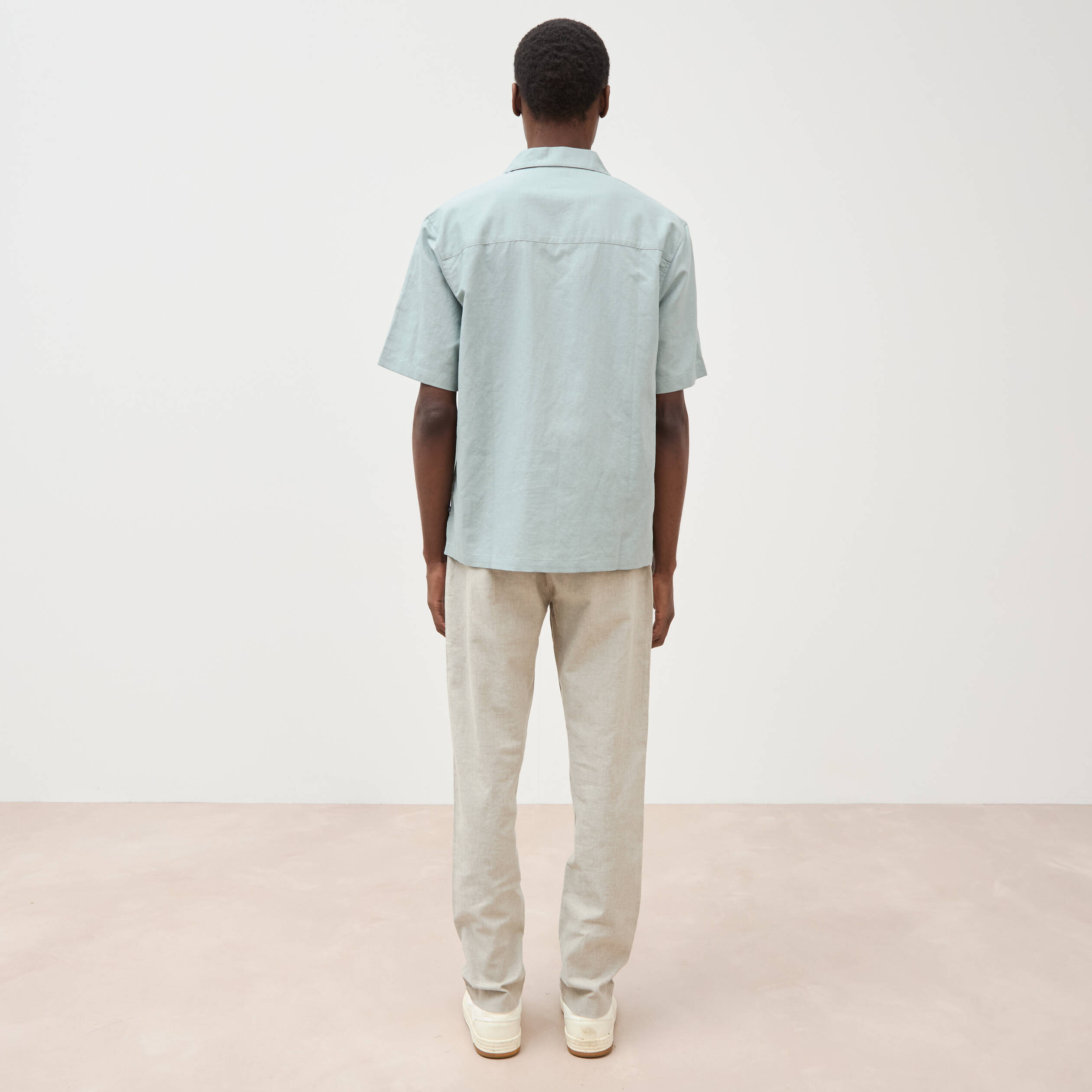Chemise boyfriend manches courtes vert clair homme