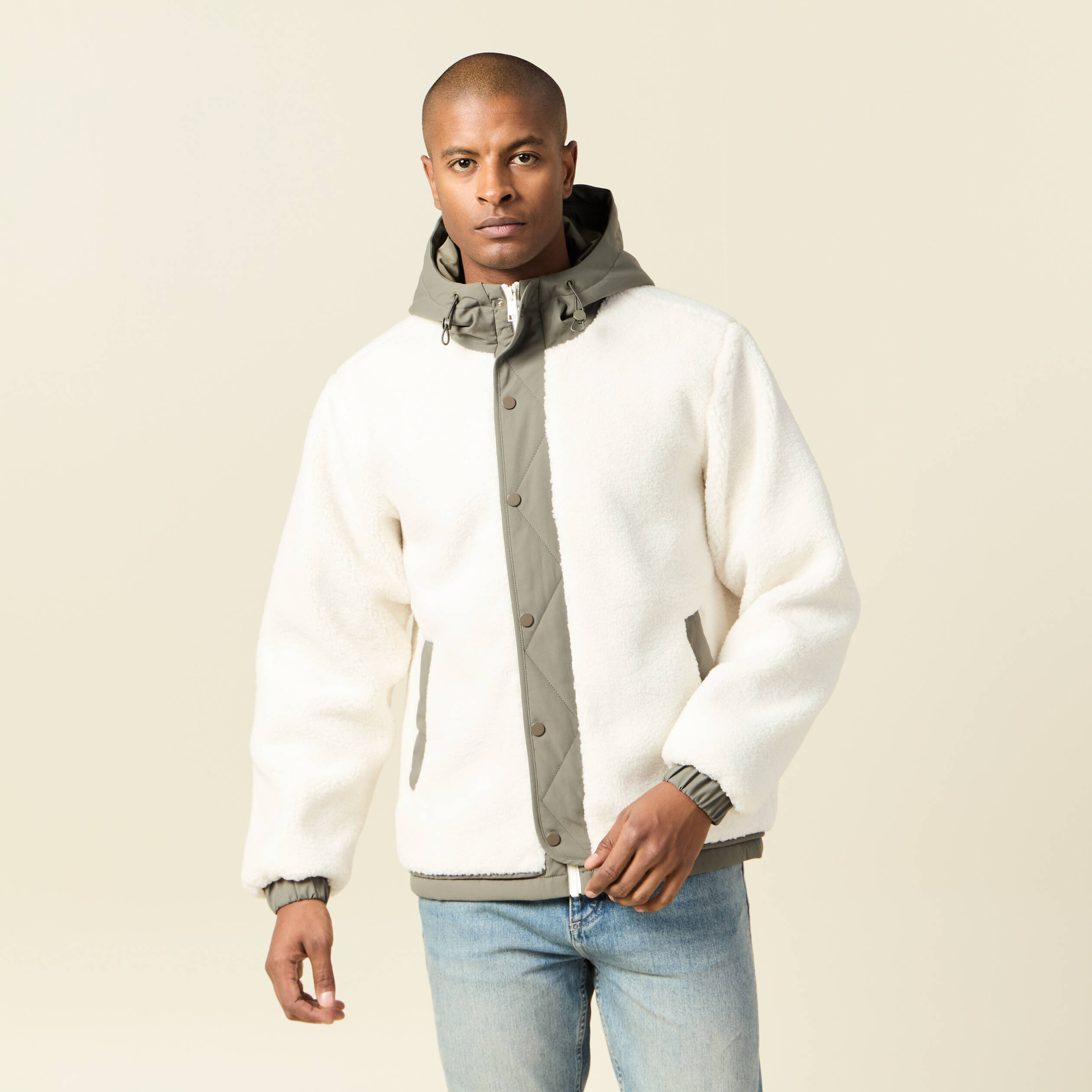 blouson a capuche ecru homme Blouson à capuche ecru homme