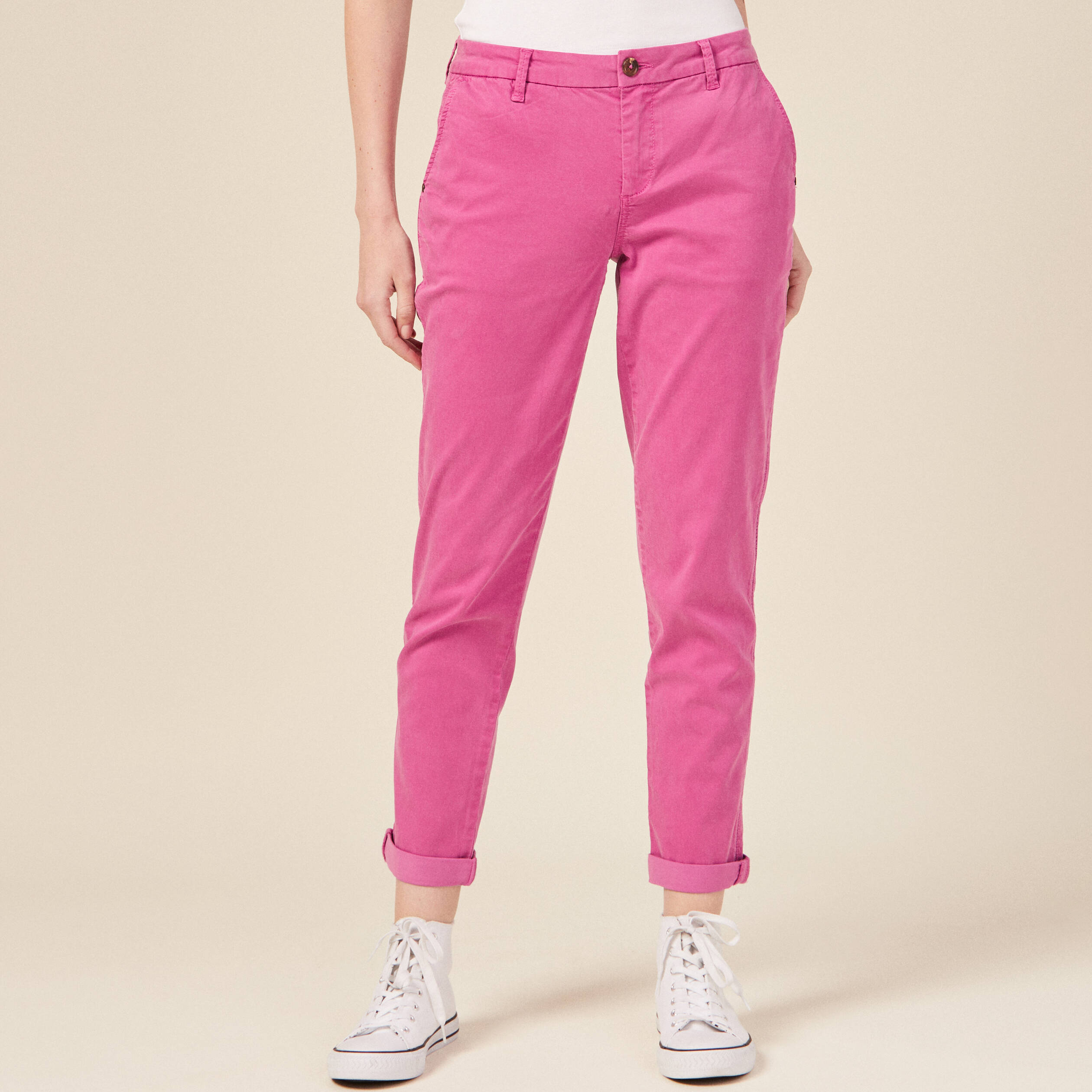 Pantalon chino Instinct rose framboise femme