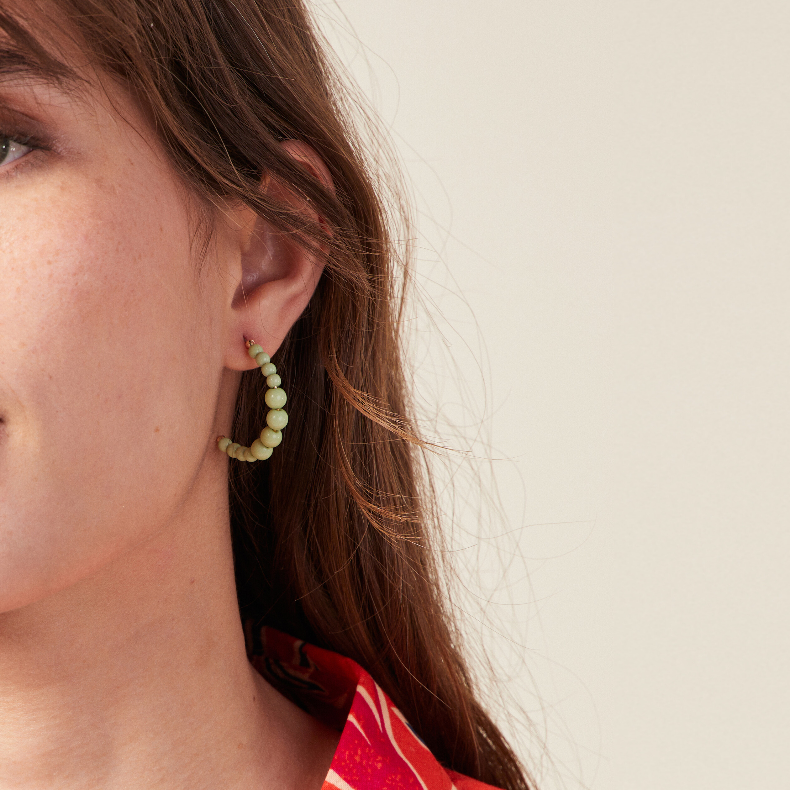 Boucles d'oreilles créoles vert anis femme