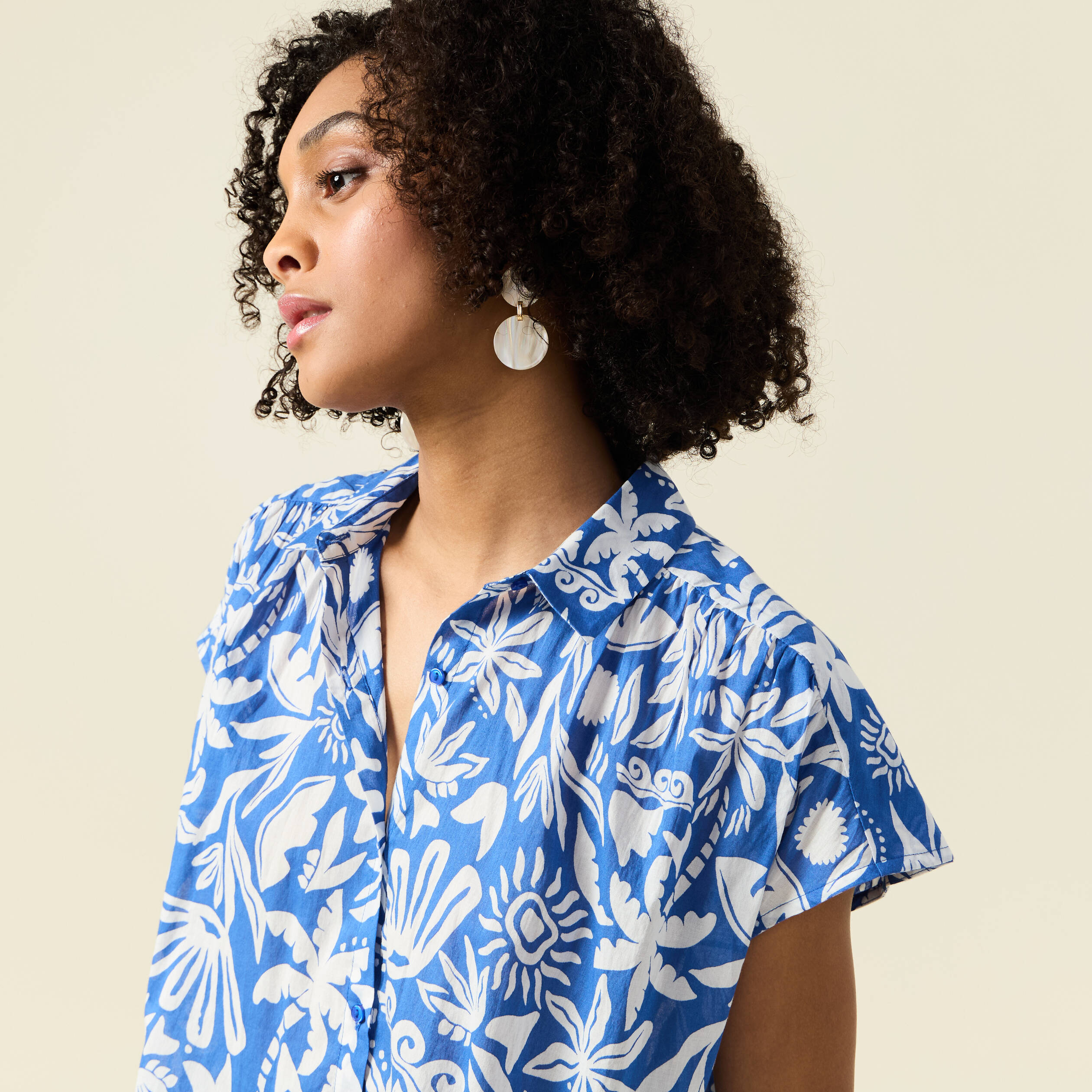 Blouse manches courtes bleu femme