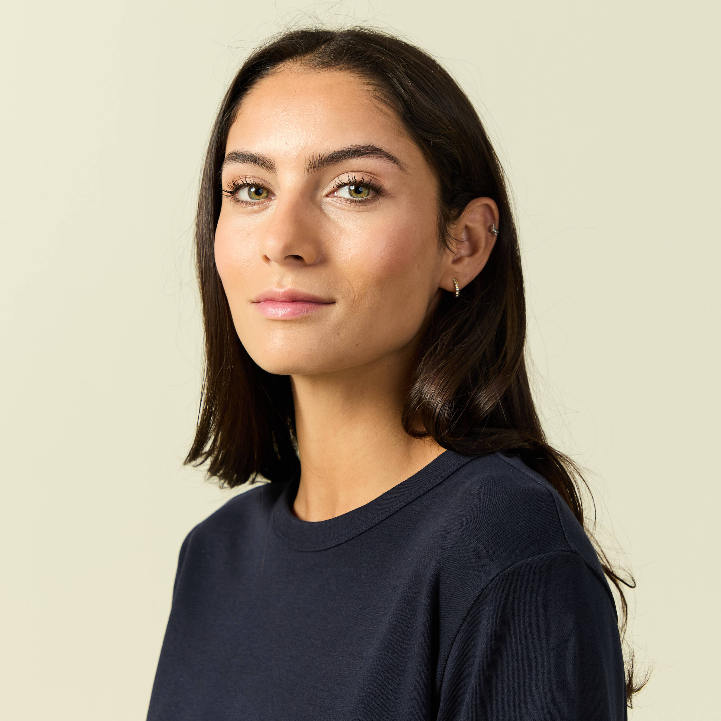T-shirt en coton manches longues bleu marine femme