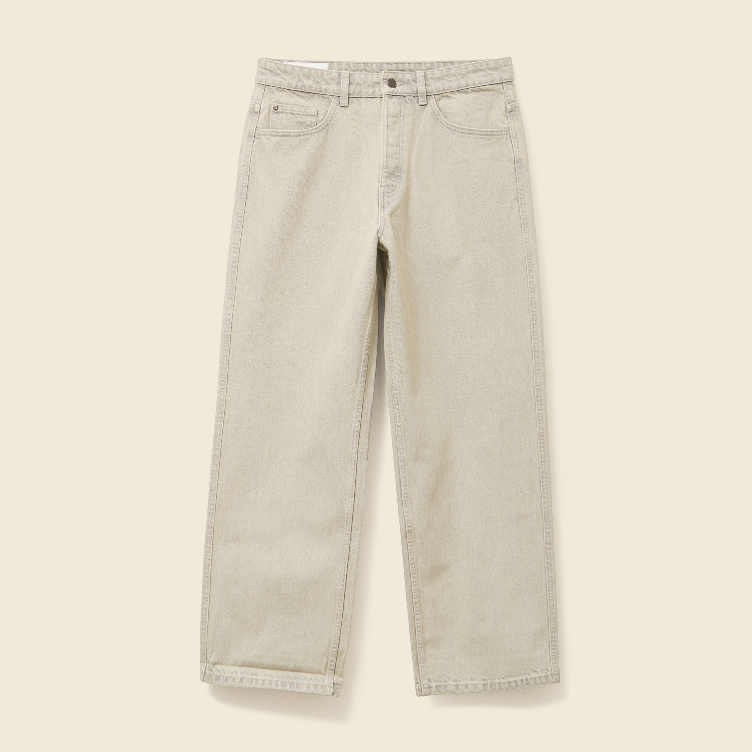 Jeans large 5 poches longueur 32 denim beige homme