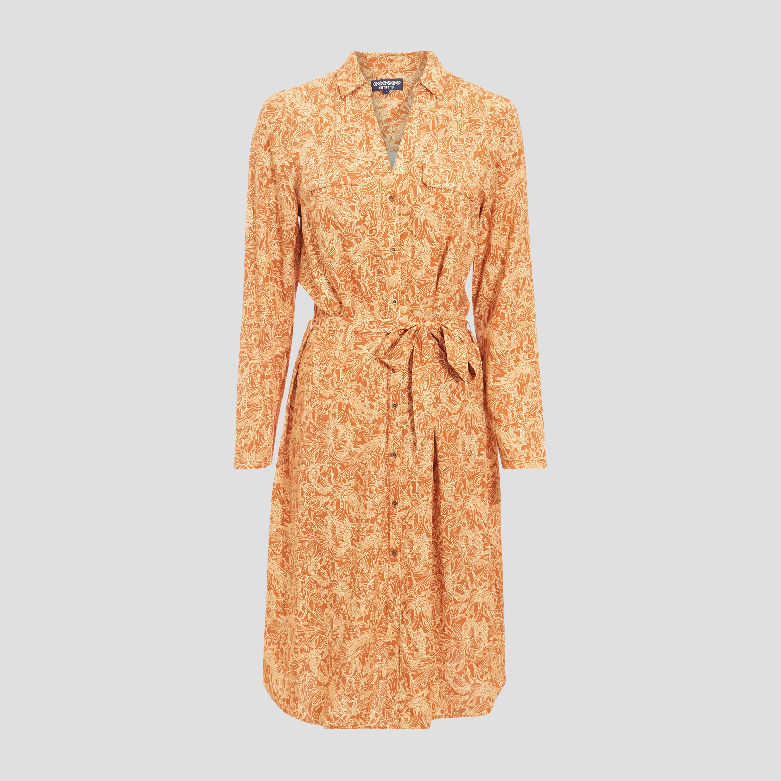 Robe &eacute;vas&eacute;e manches longues 3/4 camel femme