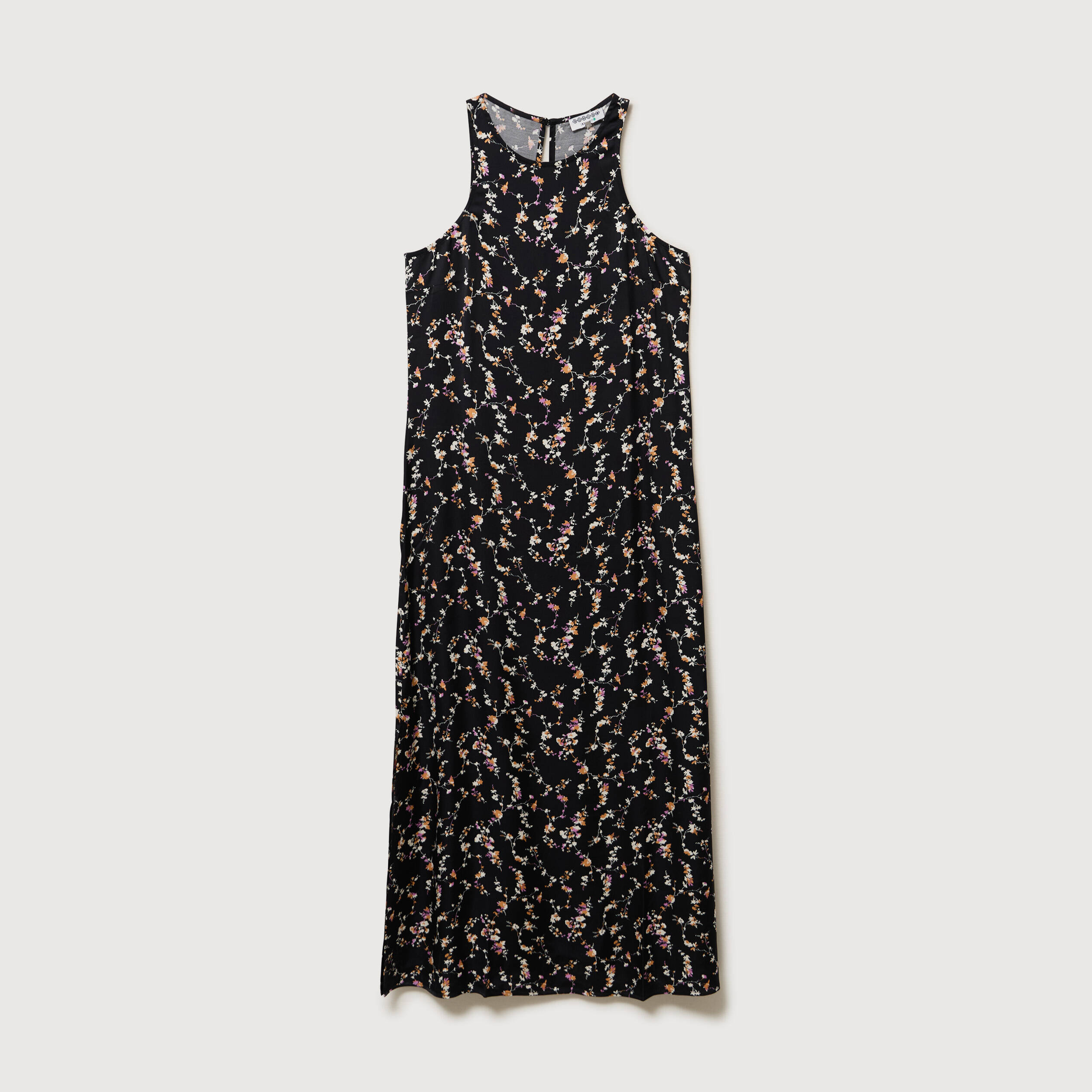 Robe longue droite sans manches noir femme