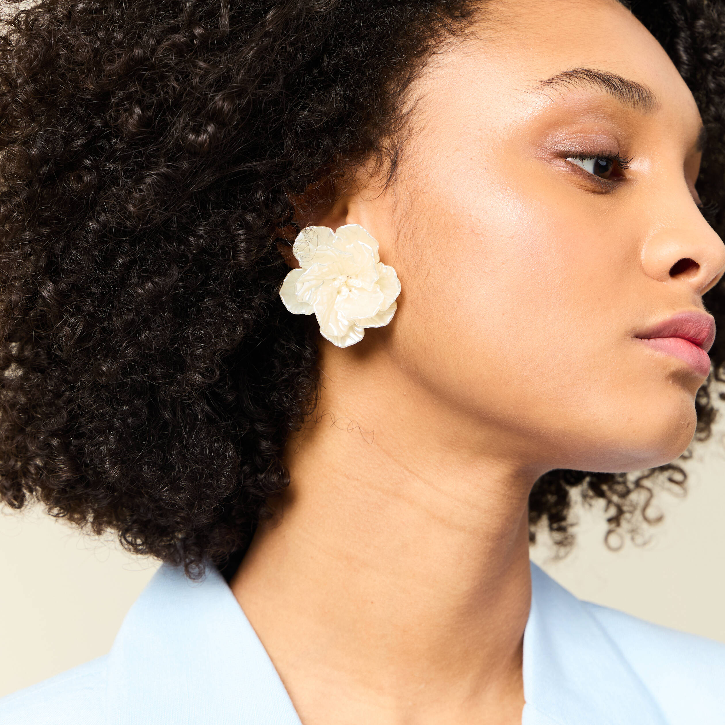 Boucles D'oreilles à Clous Turquoise Et écru - Pour Mariage, Cérémonie Ou Soirée