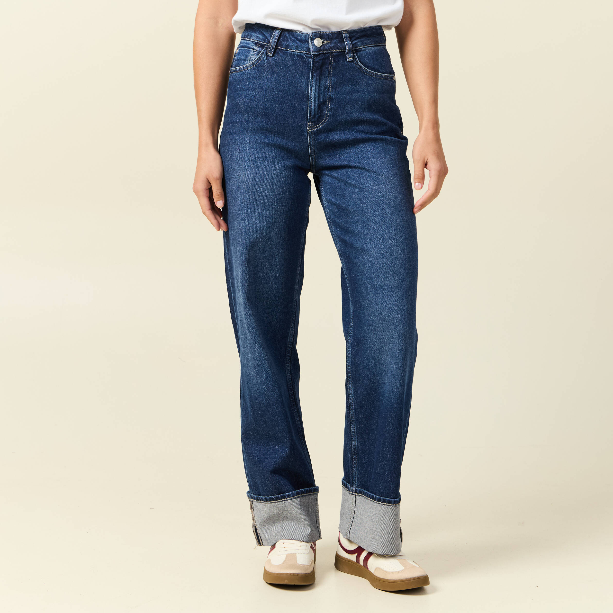 Jeans straight taille haute denim brut femme Vibs