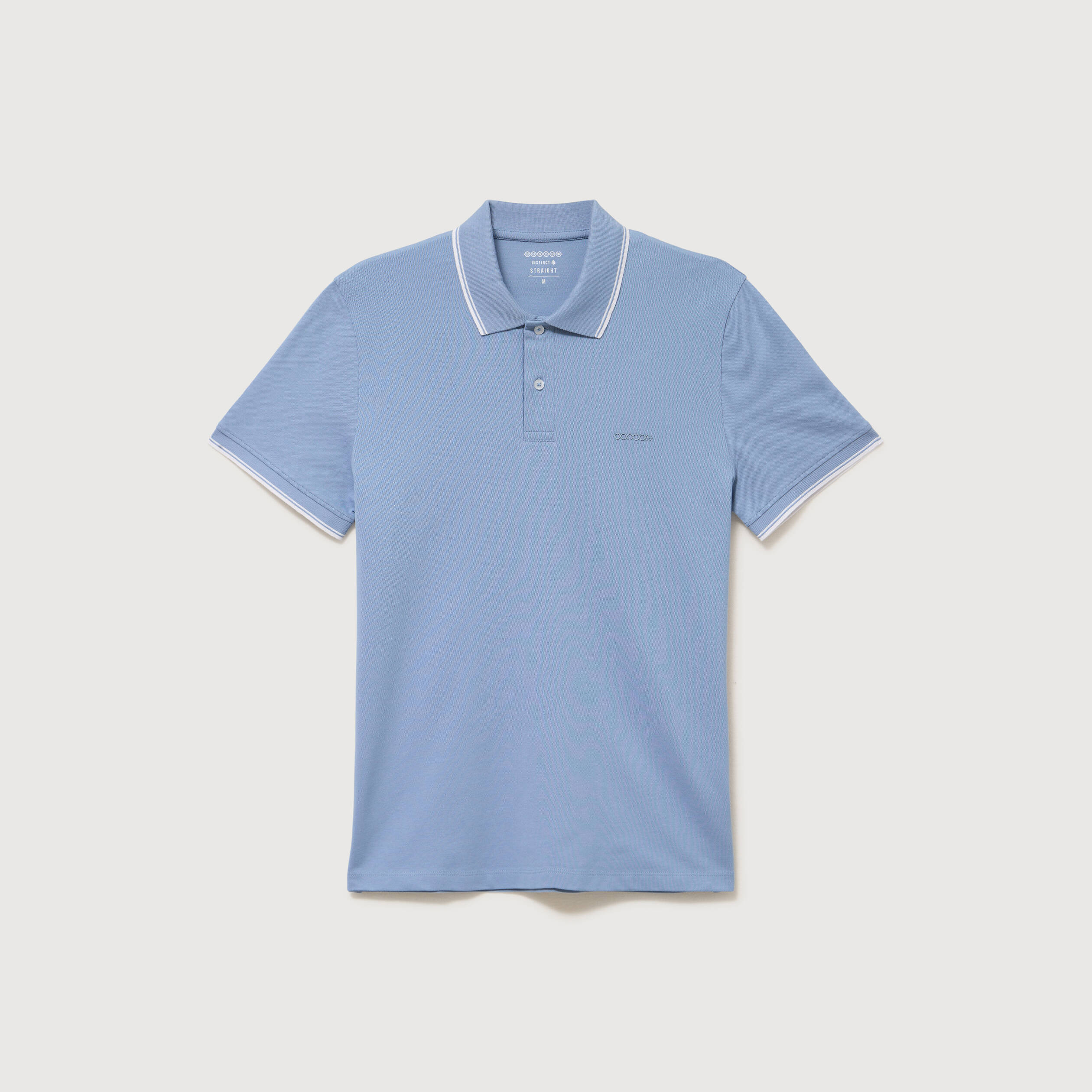 Polo cintr&eacute; en coton manches courtes bleu gris homme