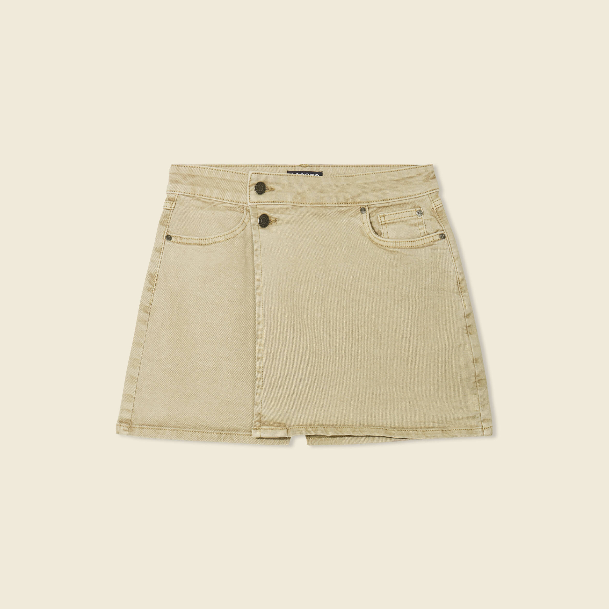 jupe short droite en jean vert kaki femme Jupe-short droite en jean vert kaki femme
