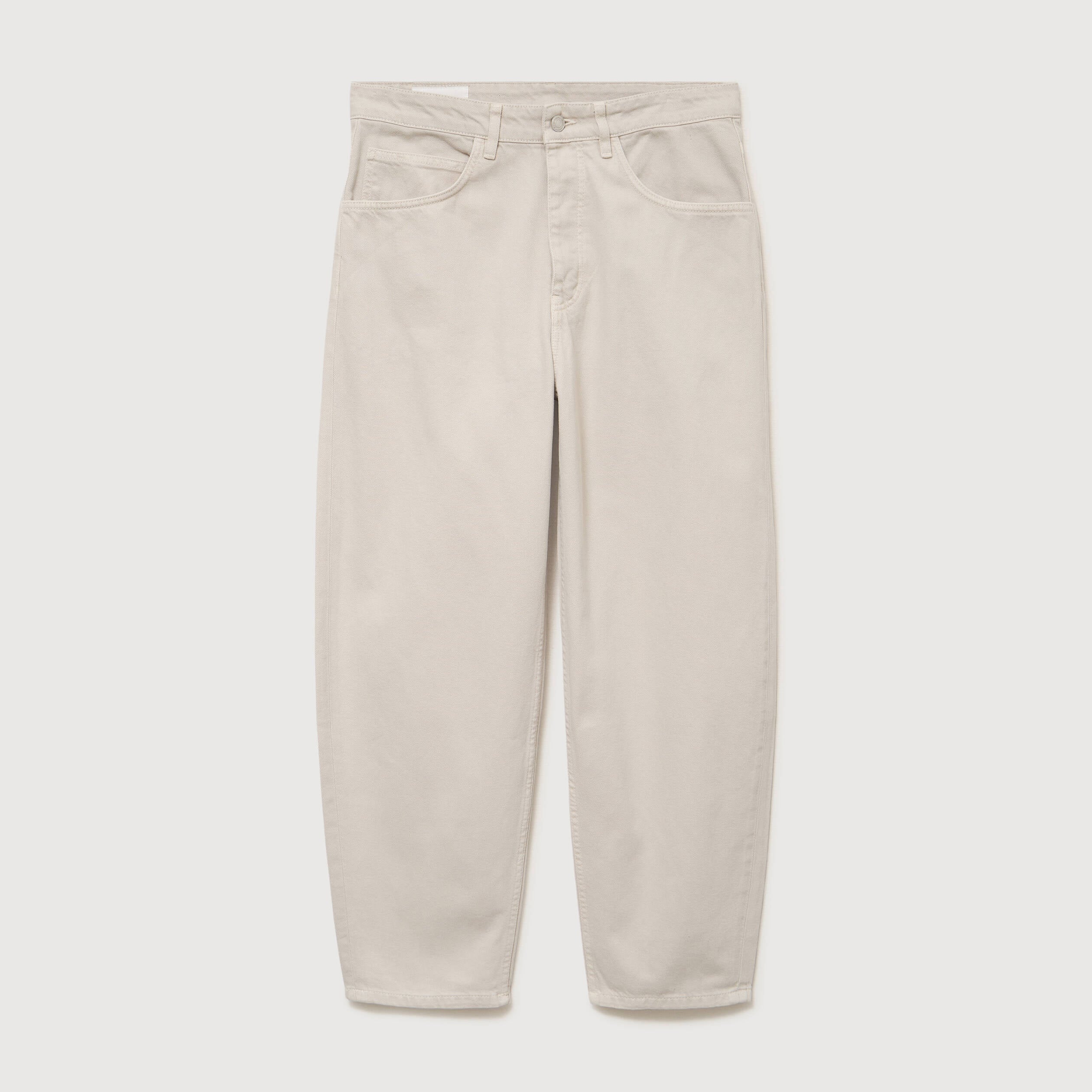 Jeans large longueur 32 en coton denim beige homme