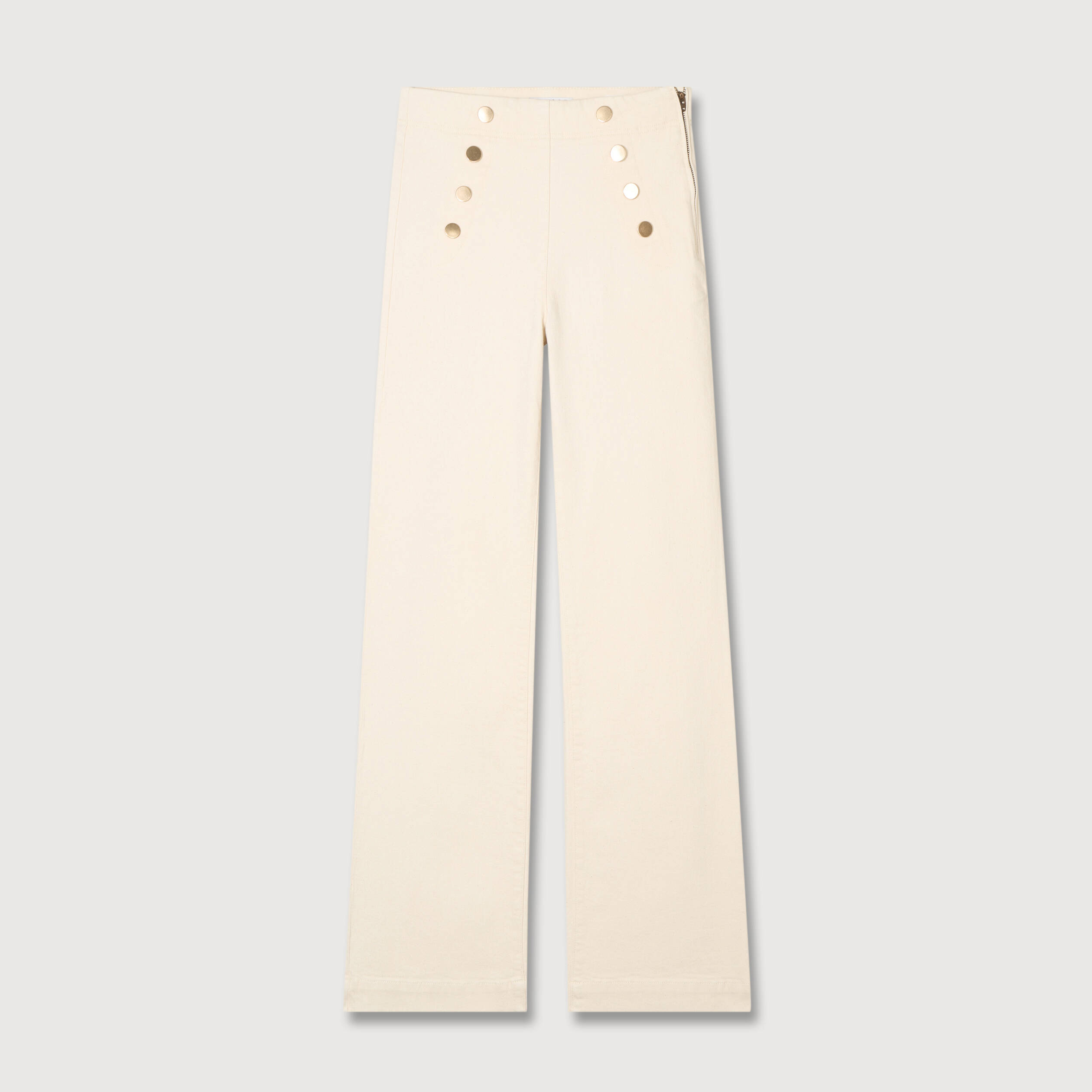 Jeans flare &agrave; pont denim blanc femme