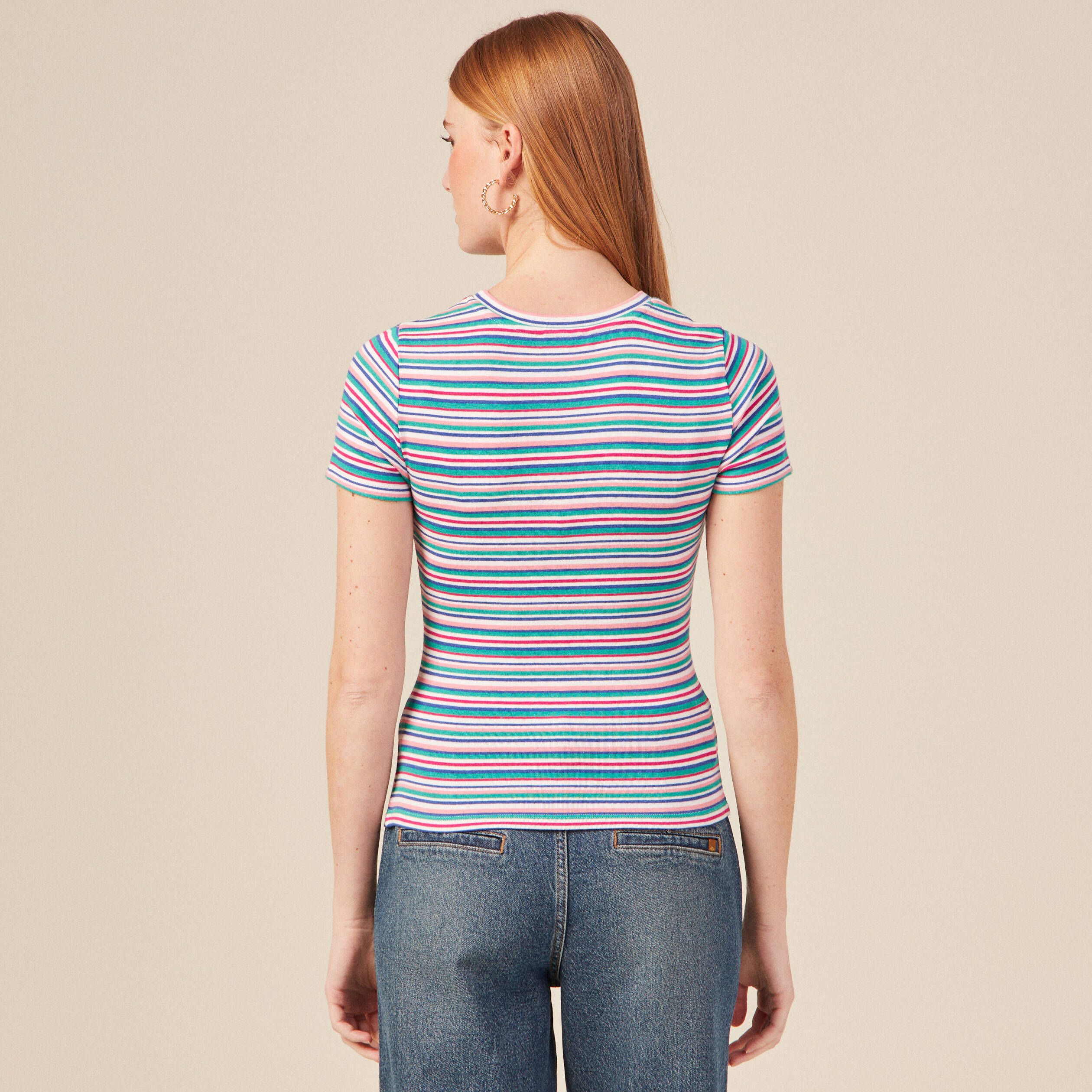 t shirt manches courtes multicolore femme T-shirt manches courtes multicolore femme